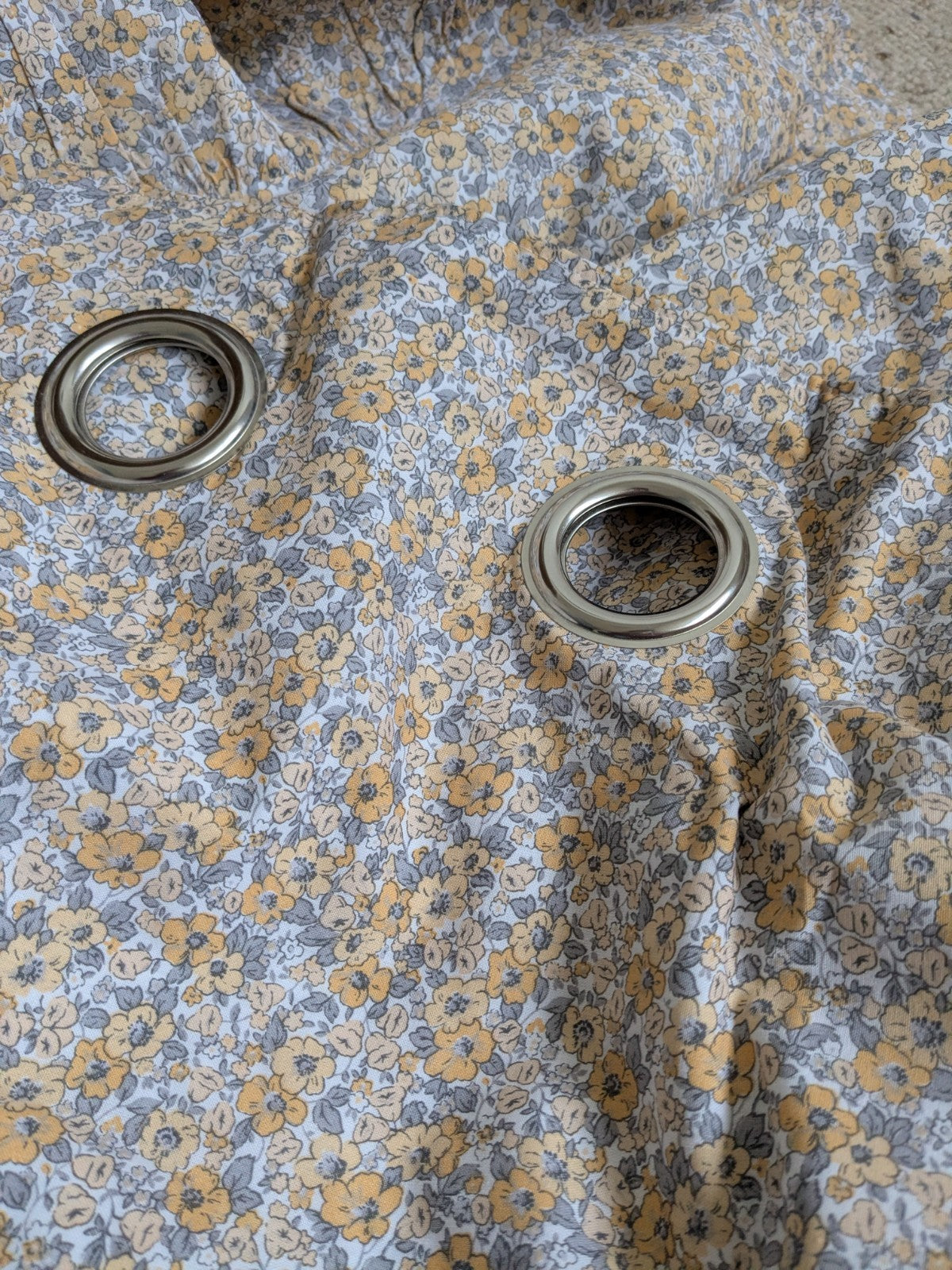 Laura Ashley Libby Ditsy Floral Eyelet Blackout Curtains Grey W117 x 183 cm