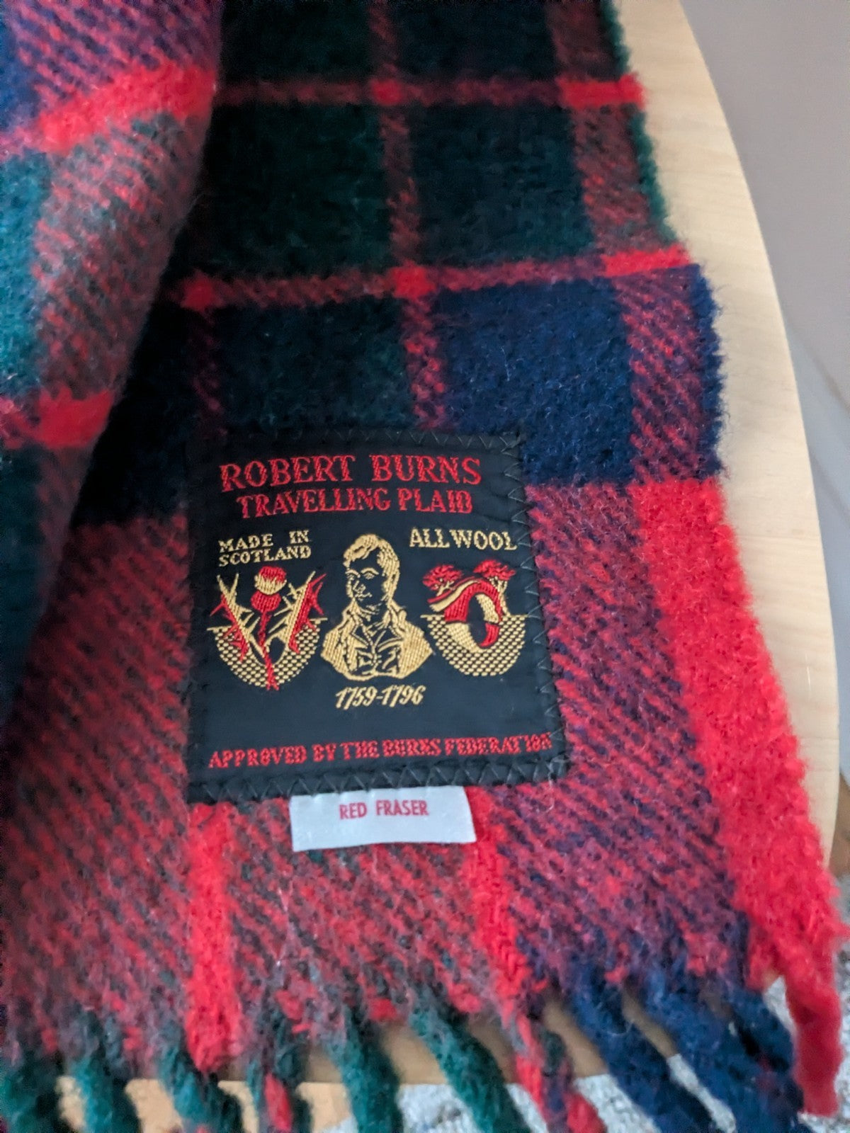 Robert Burns Plaid Blanket Made In Scotland Rug Wool 44" x 35" Christmas Tartan