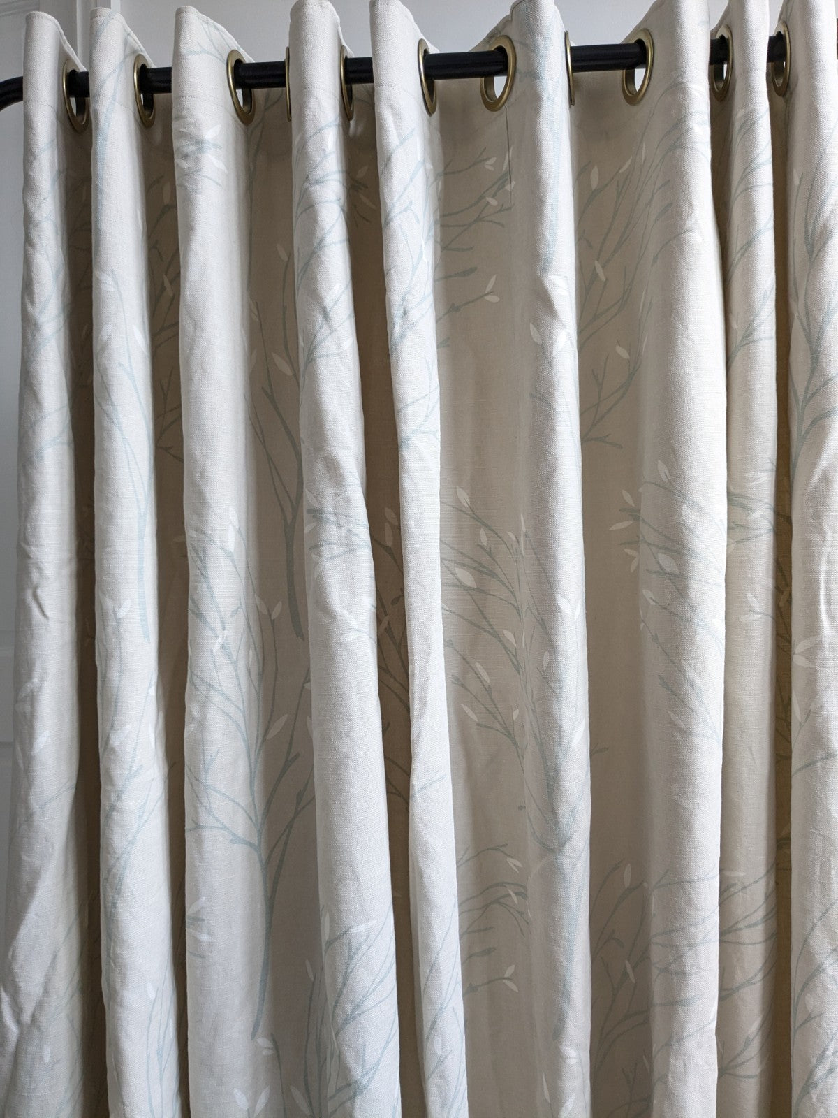 Laura Ashley Pussy Willow Lined Eyelet Curtains Beige MTM Extra Wide 82 x L46in