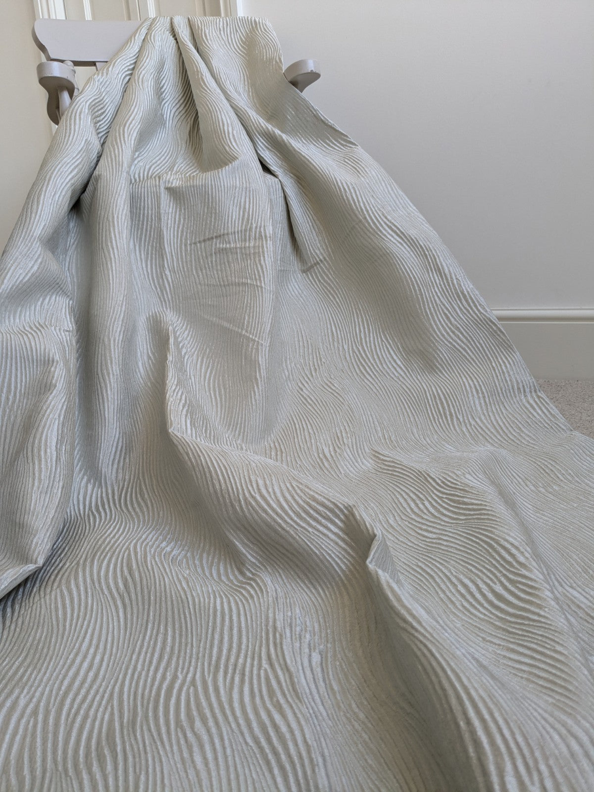 Next Grey Silver Eyelet Curtains Textured Wavy Long W135 x L229cm (53X90") READ 