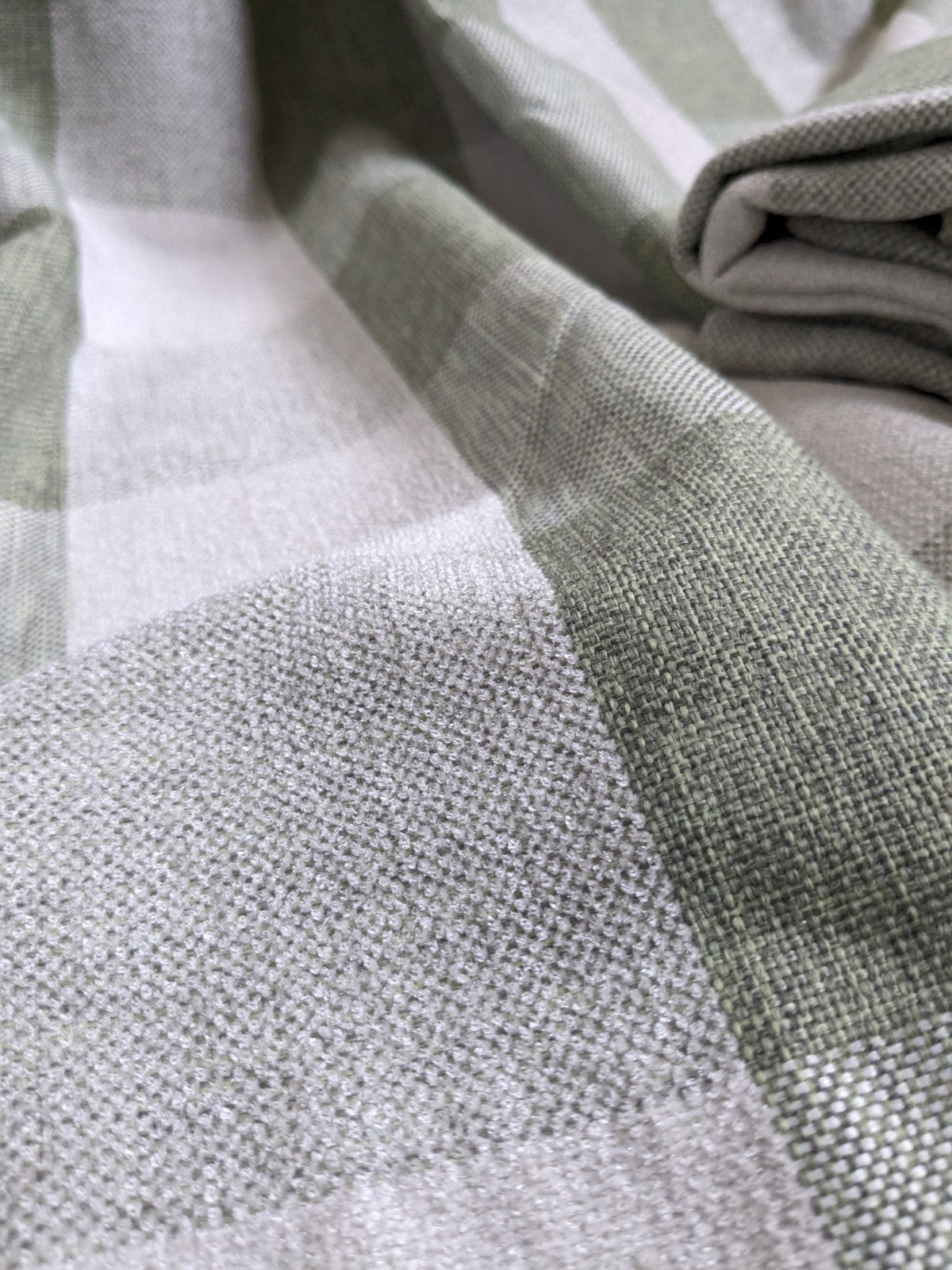 Dunelm Curtains W117 x W183 cm Green Check Jumbo Gingham Chenille Eyelet 