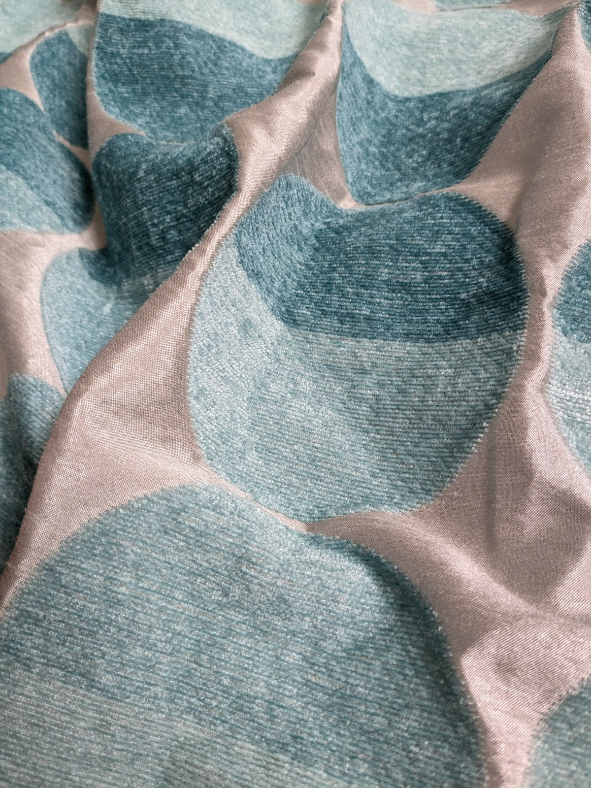 Next Curtains W168 x L229cm Turquoise Beige Eyelet Retro Embroidered Circles