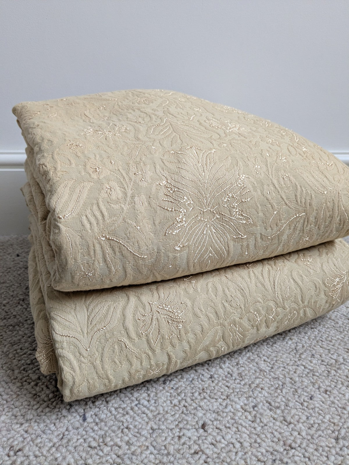 Dunelm Curtains Textured Woven Cream Gold W259 x 182 cm Pencil Pleat Kensington 