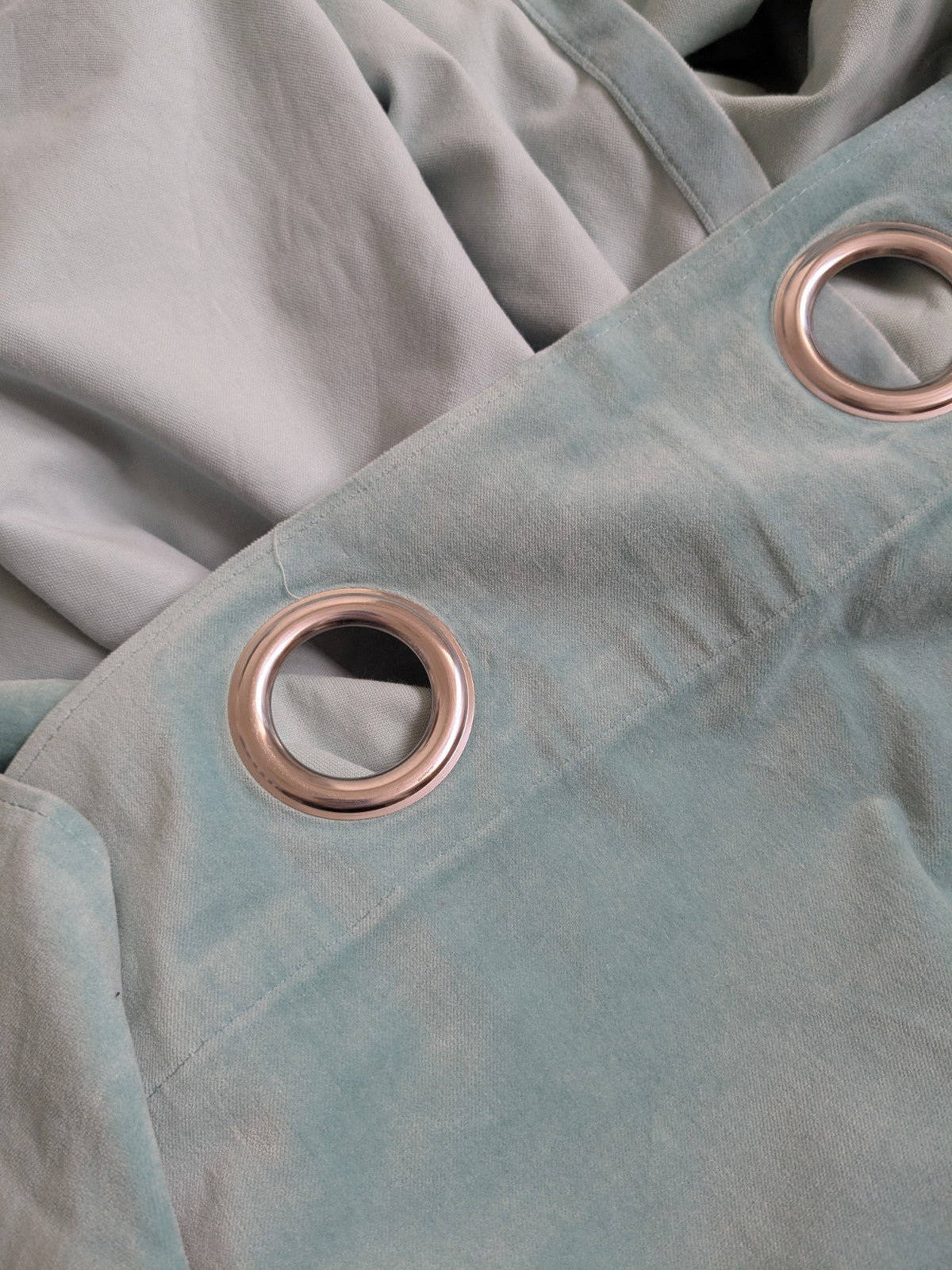 IKEA Sanela Cotton Velvet Long Turquoise Eyelet Curtains W140 x L214 cm