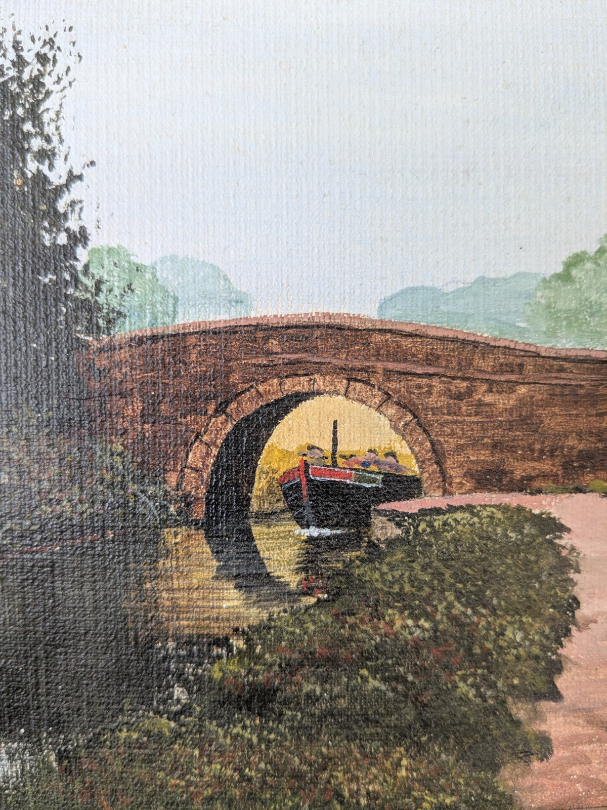 Painting Framed Canal Boat Landscape English Countryside Nick Malone Picture