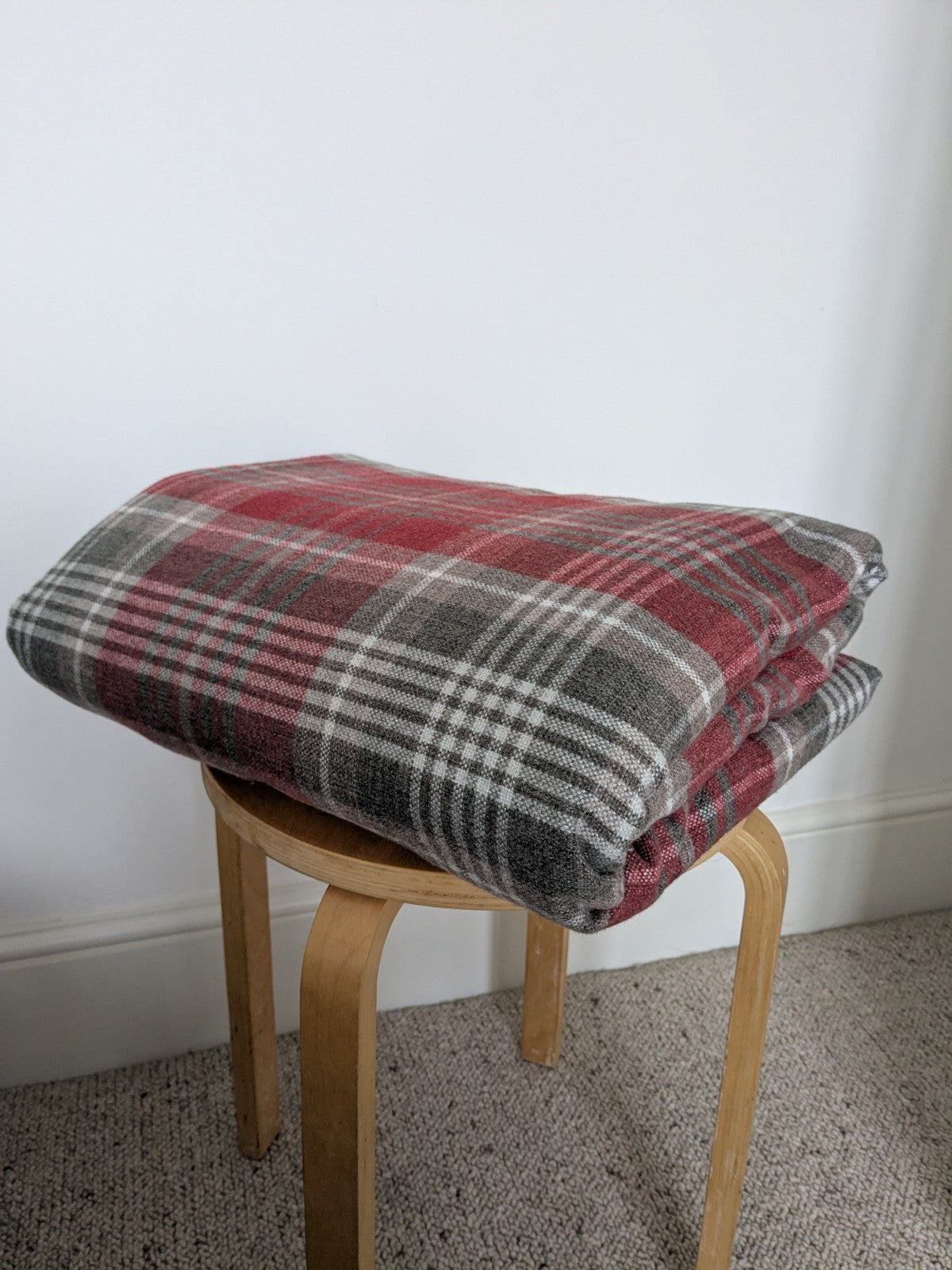 NEXT Thick Red Tartan Blackout Door Curtain L84 x W66 in Fleece Warm Rod Pocket