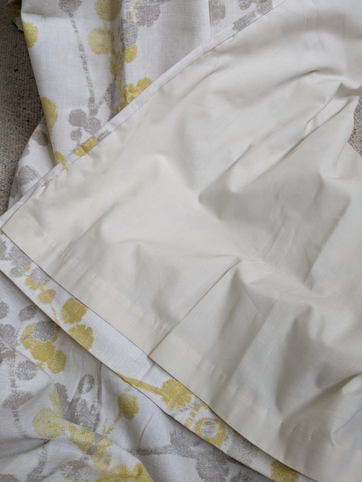 Next Long Cotton Eyelet Curtains 135x229 cm W53xD90in Lined Yellow Floral Beige