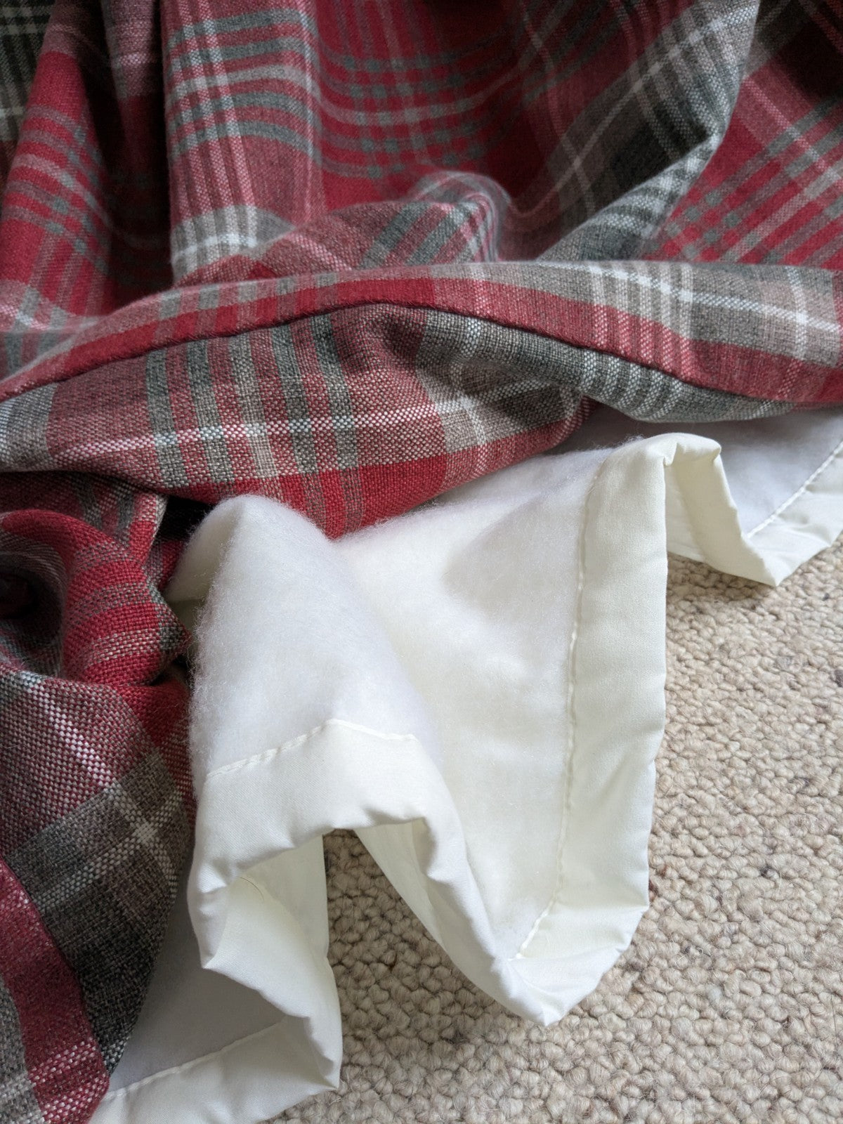 NEXT Thick Red Tartan Blackout Door Curtain L84 x W66 in Fleece Warm Rod Pocket