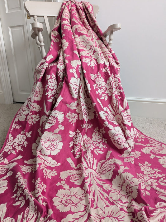 Laura Ashley Candy Pink Tatton Single Door Curtain W137 x L200 cm Unlined Pencil