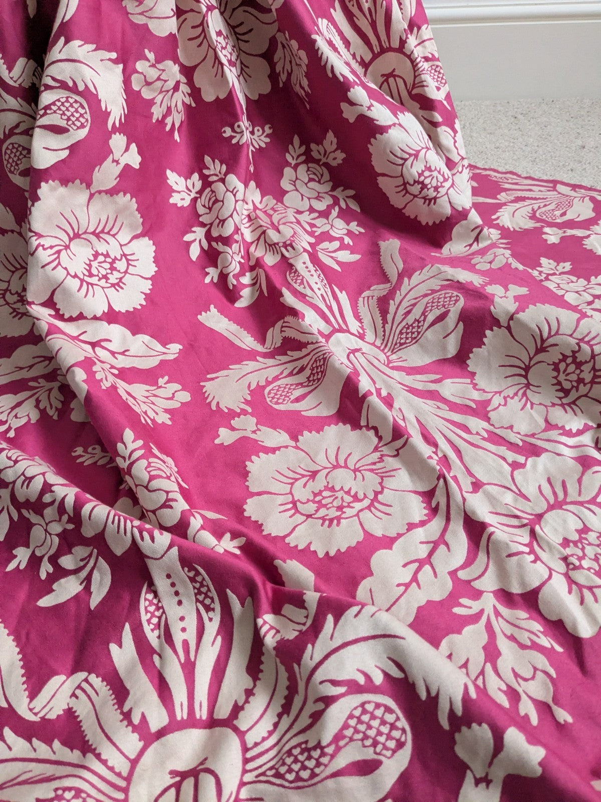 Laura Ashley Candy Pink Tatton Single Door Curtain W137 x L200 cm Unlined Pencil