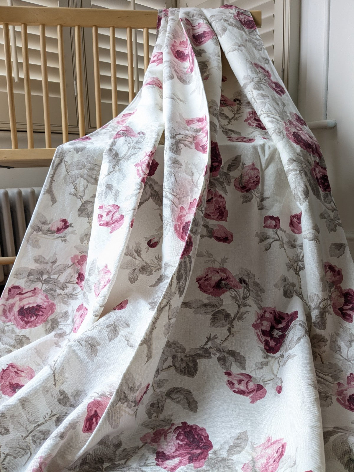 Laura Ashley Door Curtain W50 x L81 inches Rose Cassis Floral Lined Roses