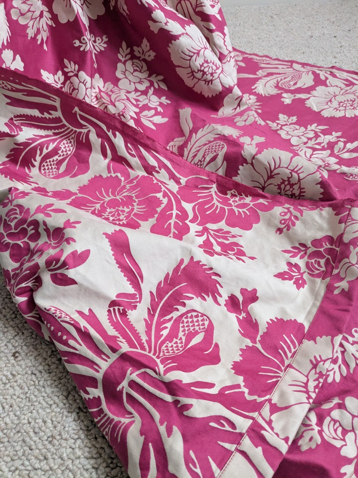 Laura Ashley Candy Pink Tatton Single Door Curtain W137 x L200 cm Unlined Pencil