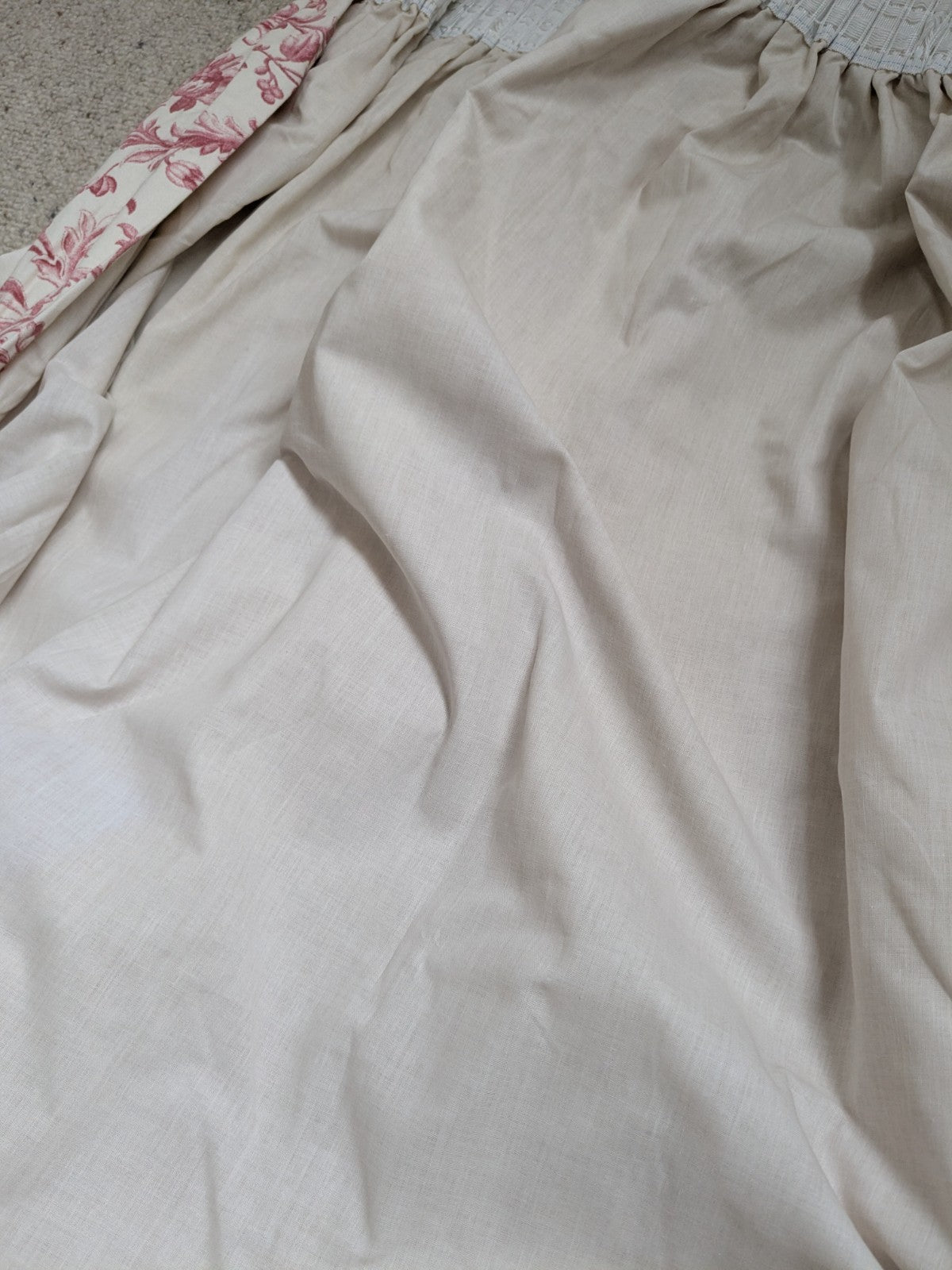 Laura Ashley Curtains W88 x D88in Red Scroll Off-white Lined Pencil Pleat