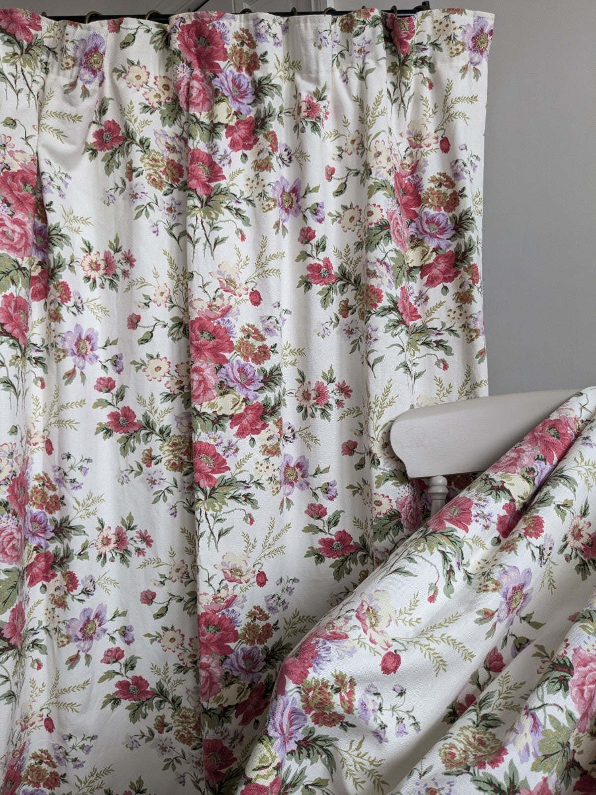 Laura Ashley Pencil Pleat Curtains Arundel Rose Floral D81 x W51 in Lined Long