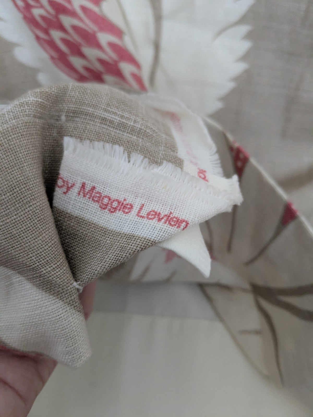 Sanderson Curtains Pencil Pleat D54 x W74 in Beige Pink Linen Lined