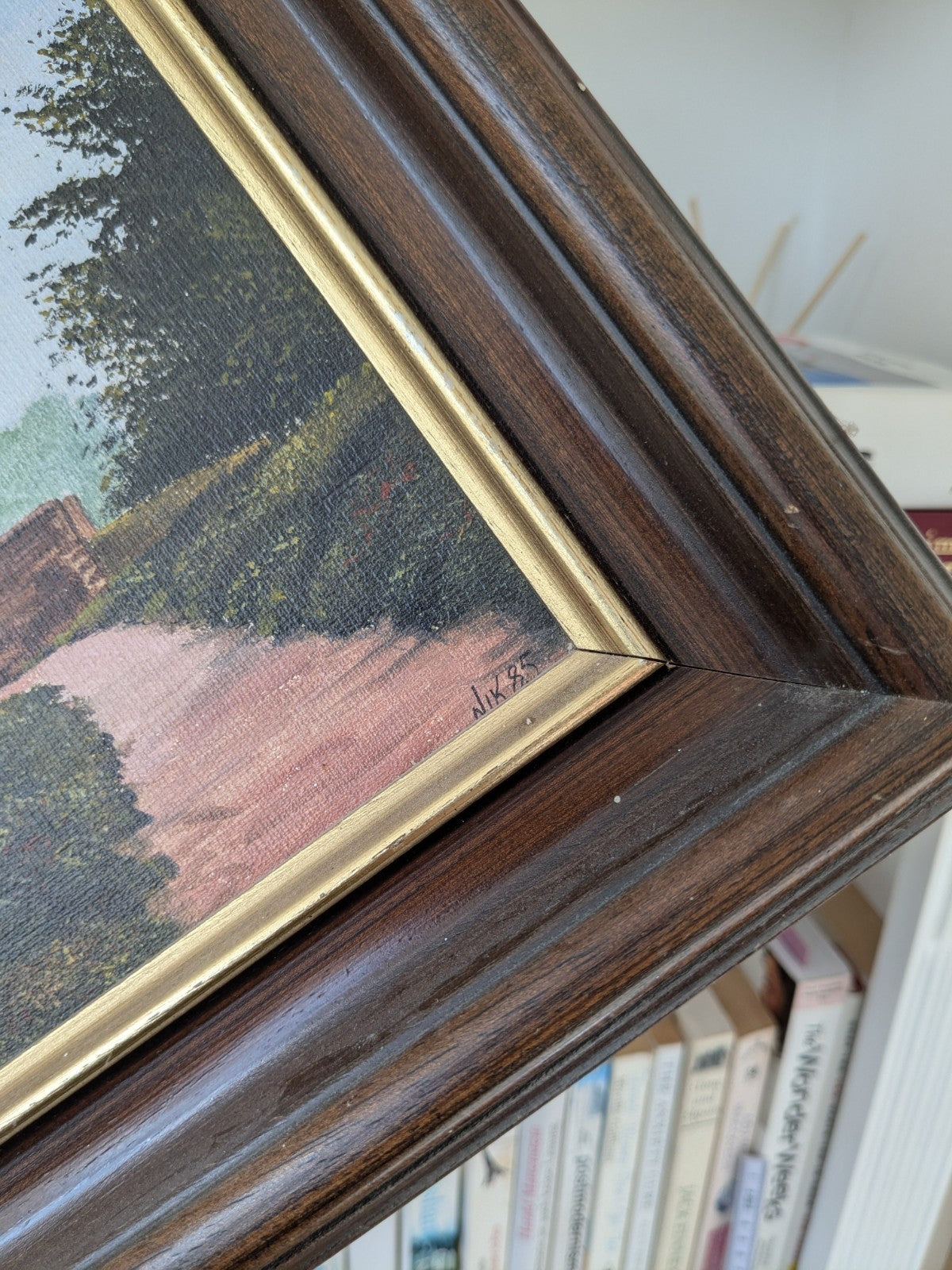 Painting Framed Canal Boat Landscape English Countryside Nick Malone Picture