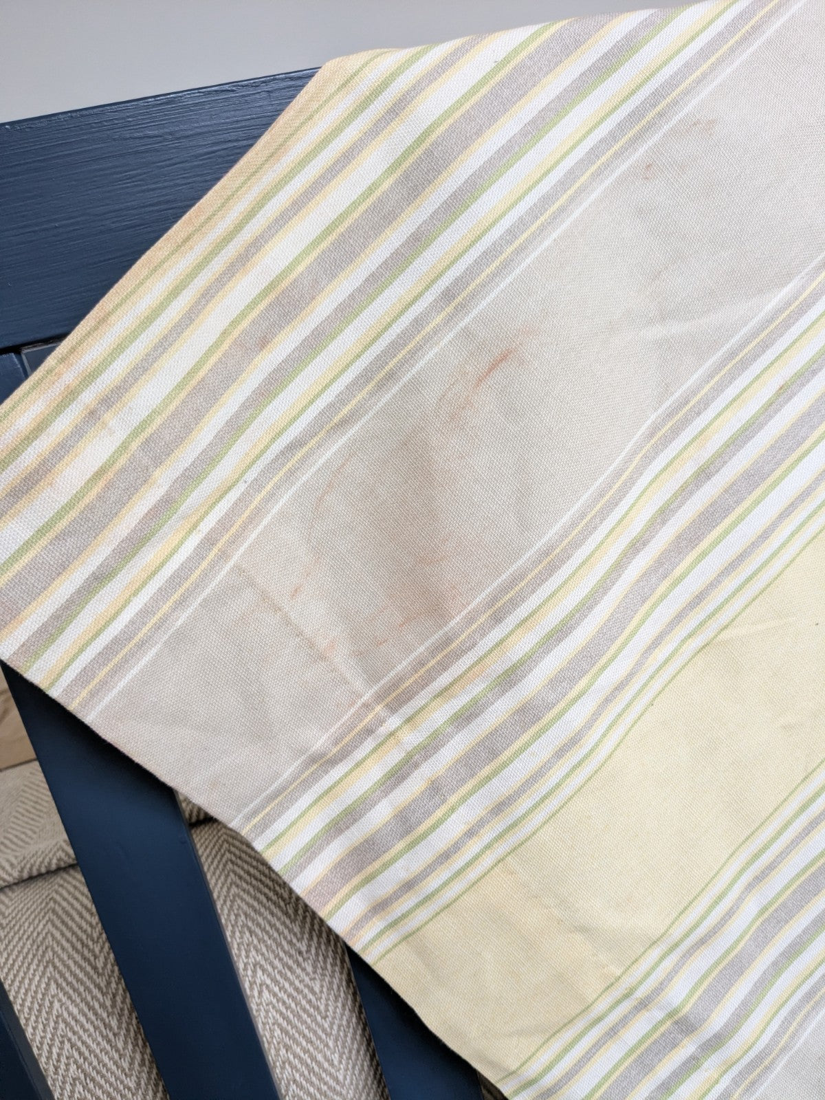 Laura Ashley Yellow Beige Striped Curtains 90 x 90 in Large Long Cotton Heavy