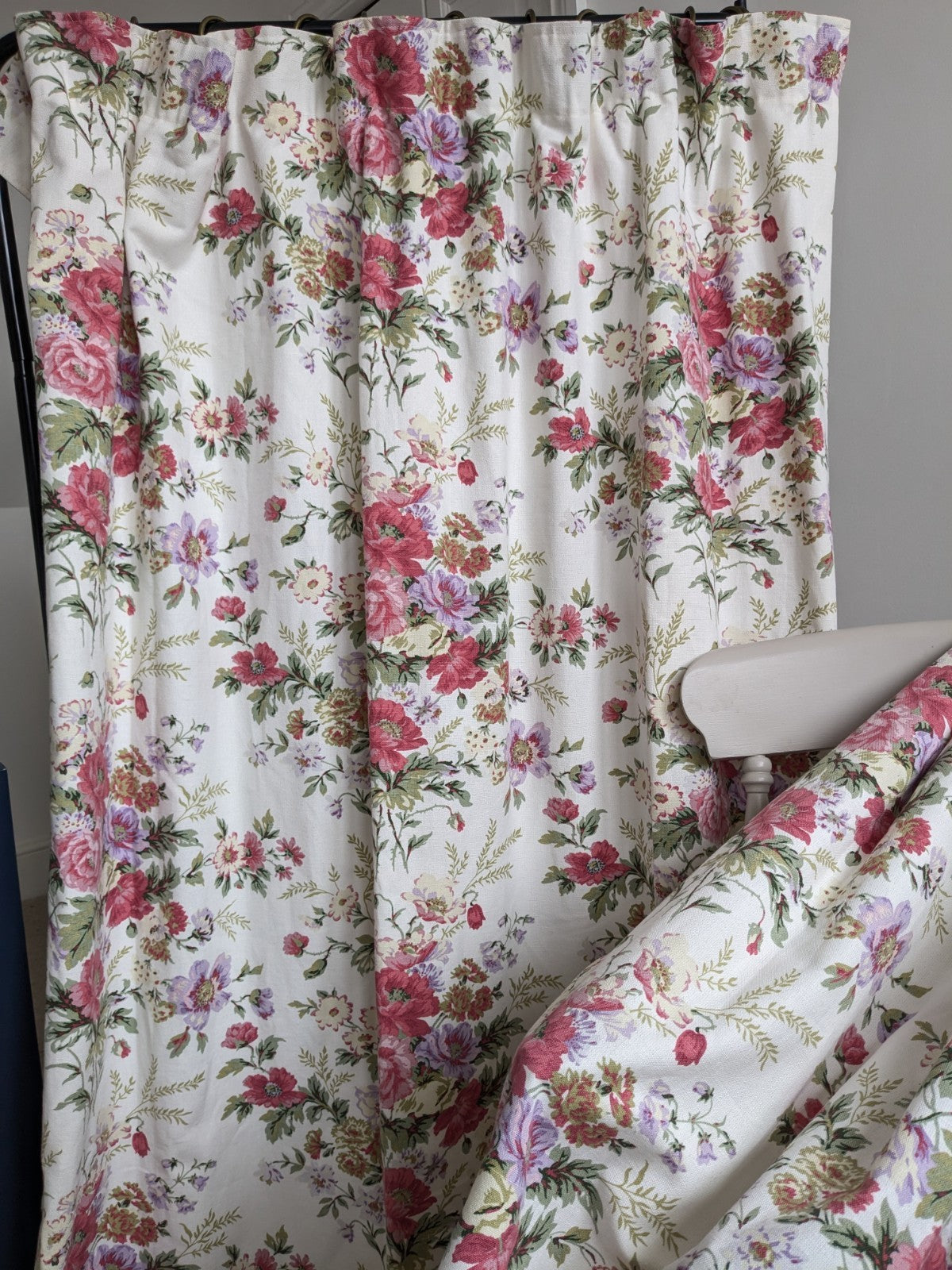 Laura Ashley Pencil Pleat Curtains Arundel Rose Floral D81 x W51 in Lined Long