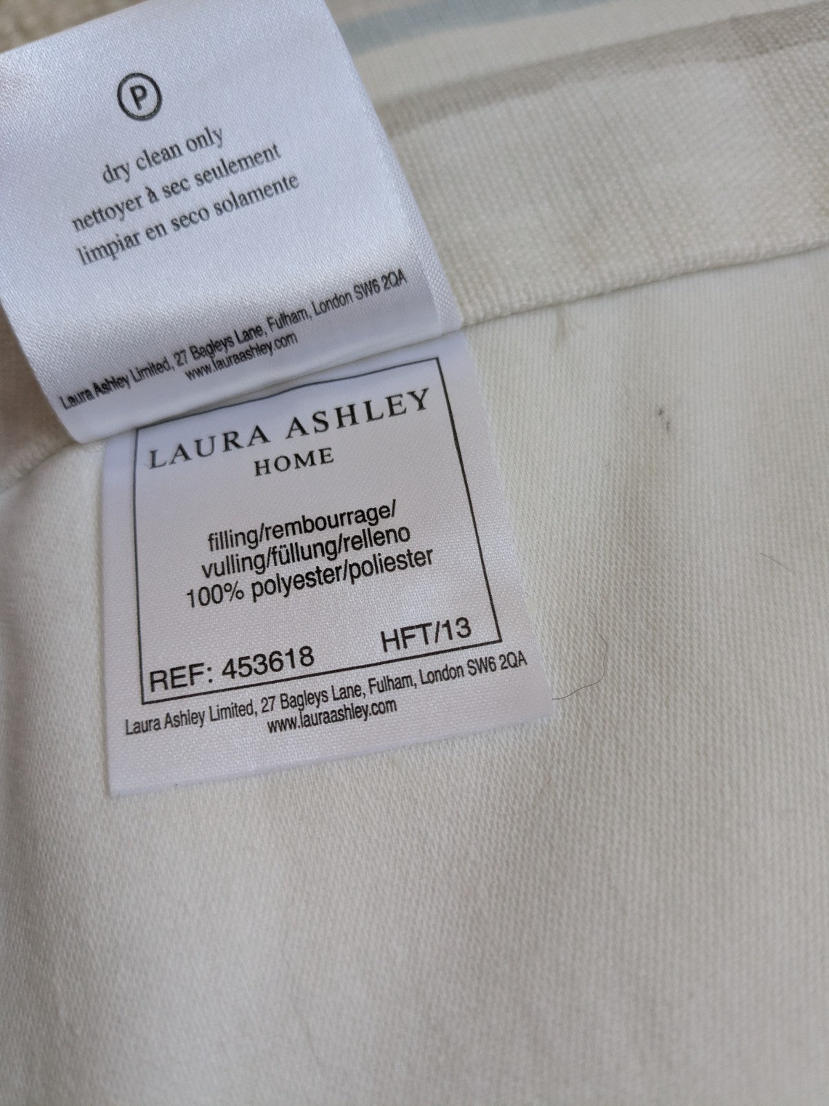 Laura Ashley Stripe Blue Curtains Pinch Pleat W102 x D206cm Fleece Lined