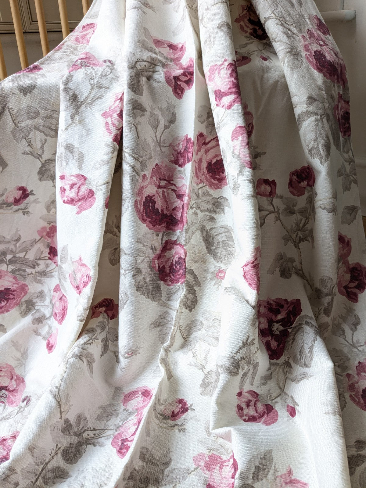 Laura Ashley Door Curtain W50 x L81 inches Rose Cassis Floral Lined Roses