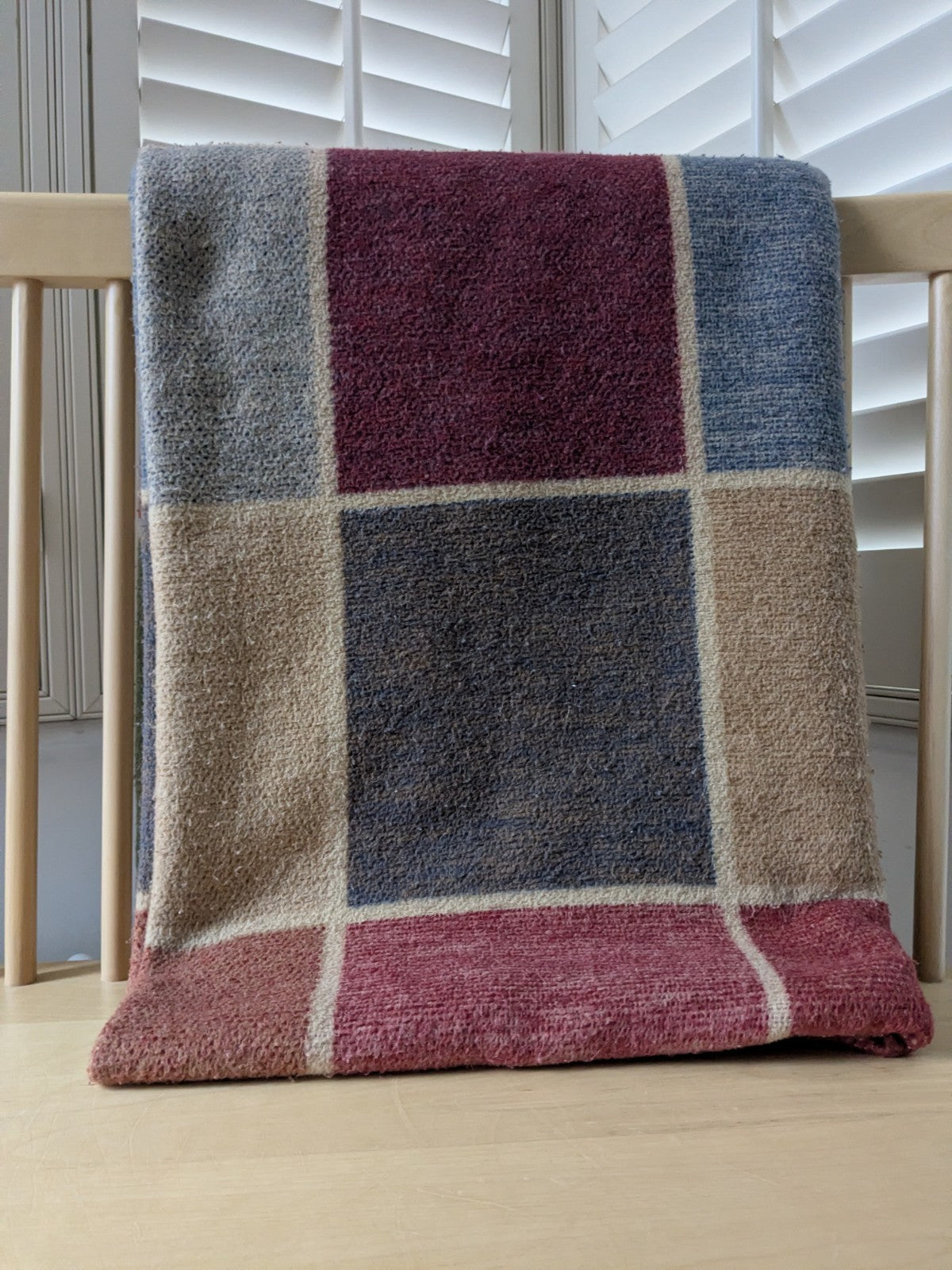 Large Check Brown Blanket 200cm x 150cm Beige Burgundy Sofa Throw Retro 90s 00s