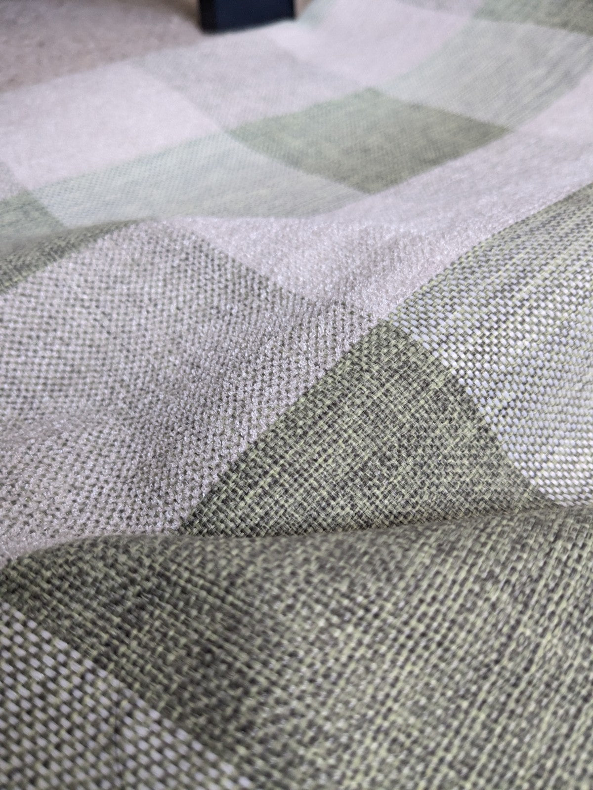 Dunelm Curtains W117 x W183 cm Green Check Jumbo Gingham Chenille Eyelet 