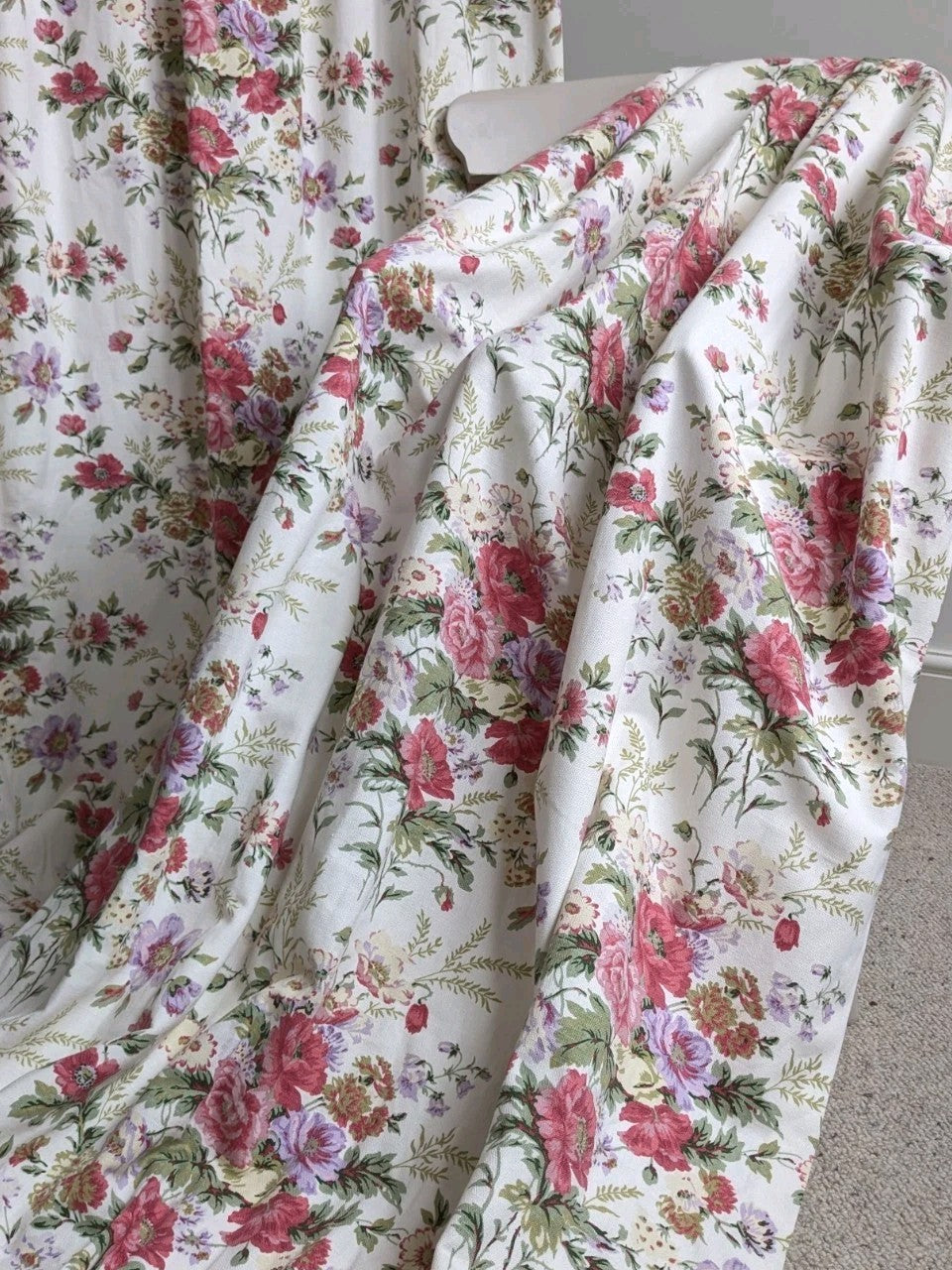 Laura Ashley Pencil Pleat Curtains Arundel Rose Floral D81 x W51 in Lined Long