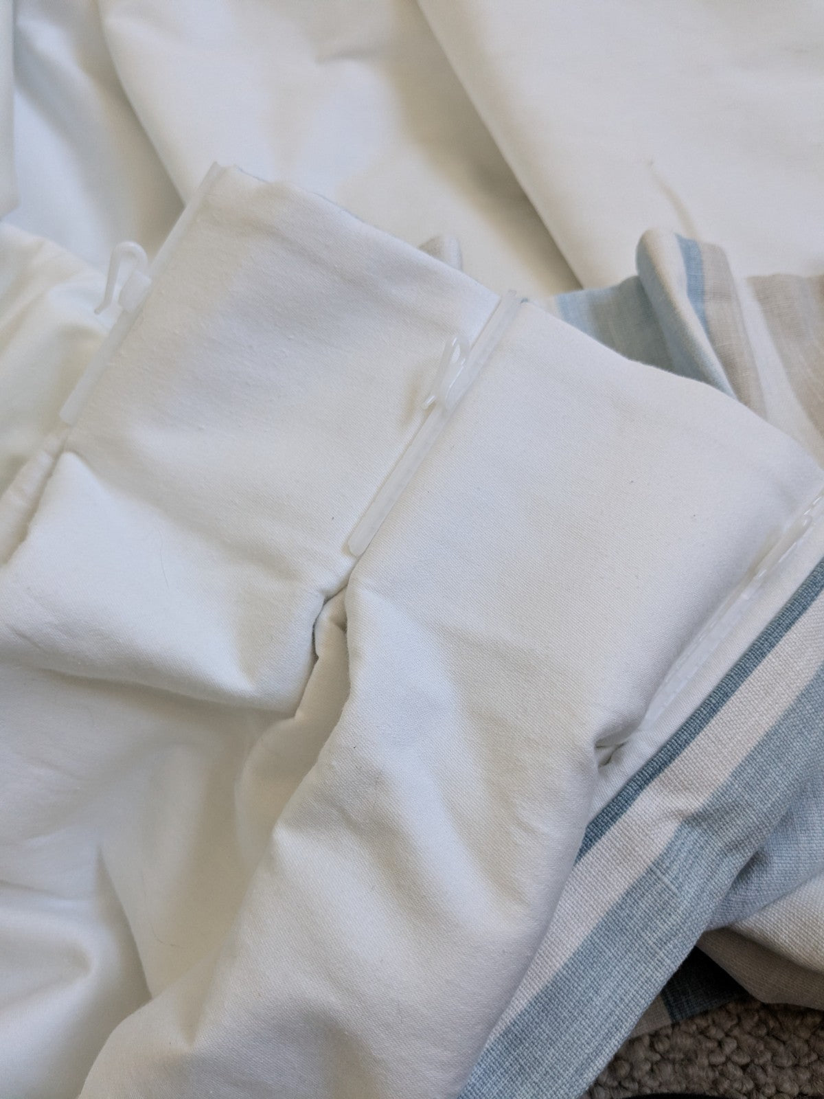 Laura Ashley Stripe Blue Curtains Pinch Pleat W102 x D206cm Fleece Lined