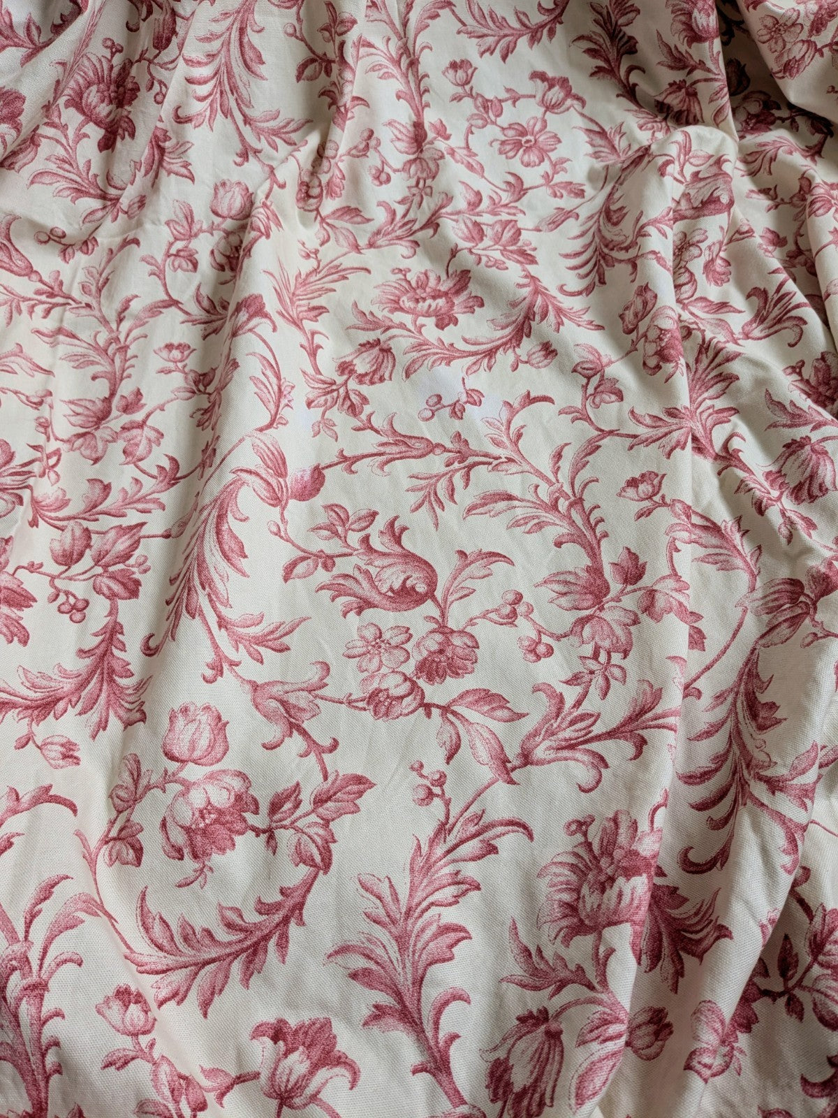 Laura Ashley Curtains W88 x D88in Red Scroll Off-white Lined Pencil Pleat