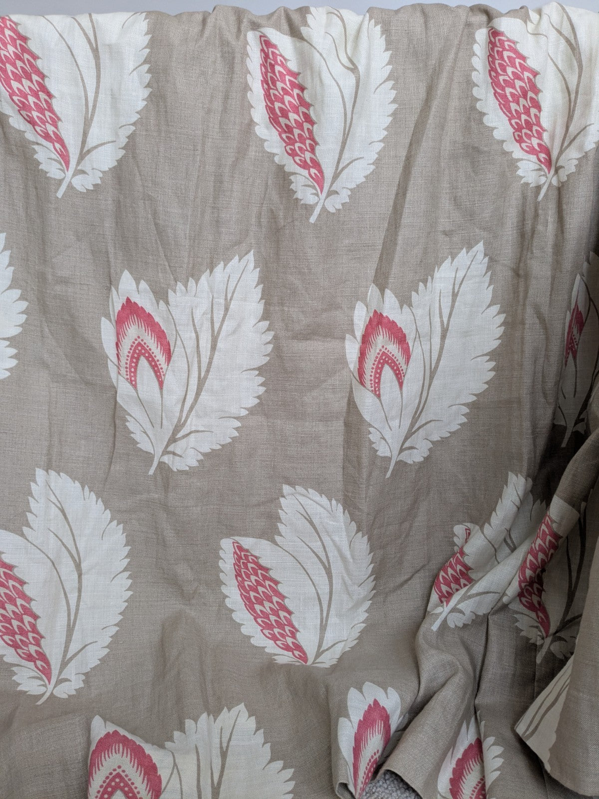 Sanderson Curtains Pencil Pleat D54 x W74 in Beige Pink Linen Lined