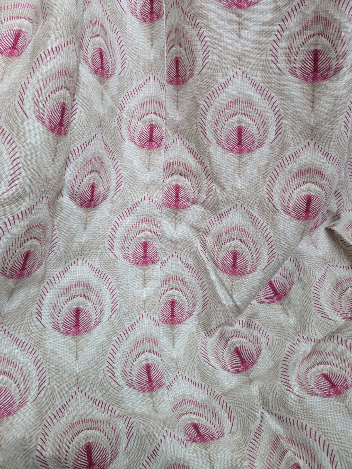 Laura Ashley Montague Ruby Lined Curtains Width 76" Drop 78" each Beige Pink