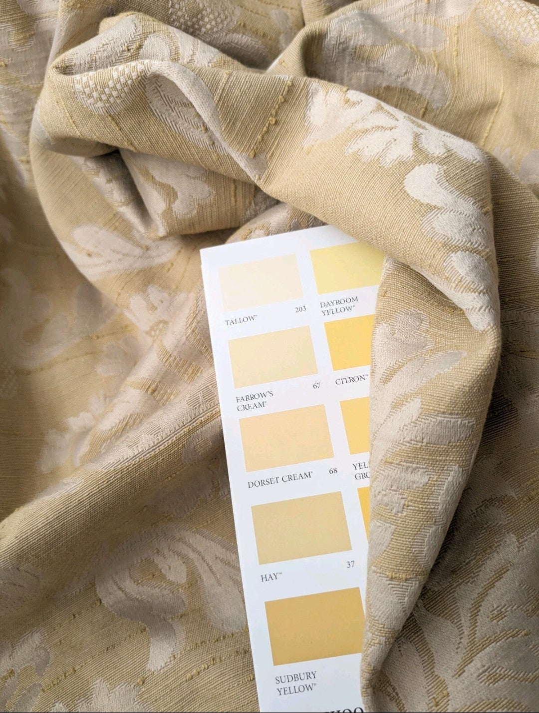 Damask Lined Curtains W140 x L85 in Extra Wide Long Beige Satin Jacquard Heavy