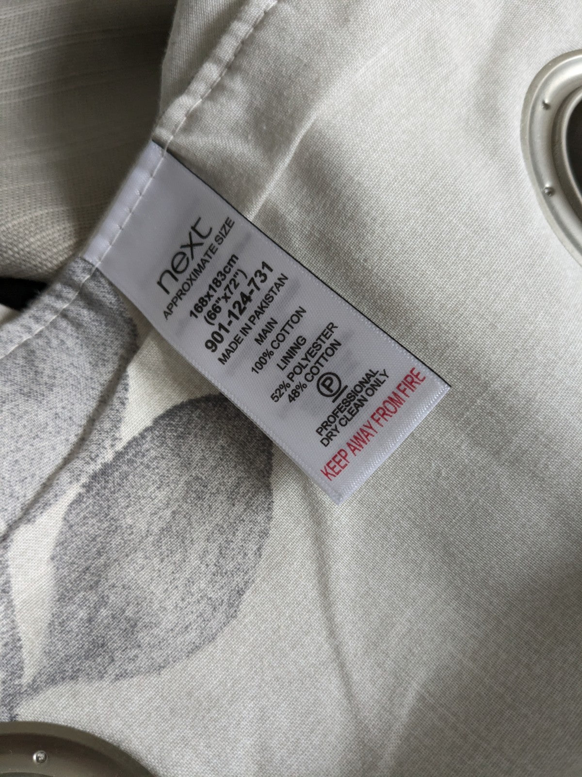 Next Long Cotton Eyelet Curtains 168 x 183 cm W66xD72in Lined Yellow Floral Grey