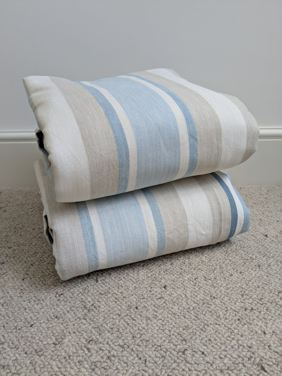 Laura Ashley Stripe Blue Curtains Pinch Pleat W102 x D206cm Fleece Lined