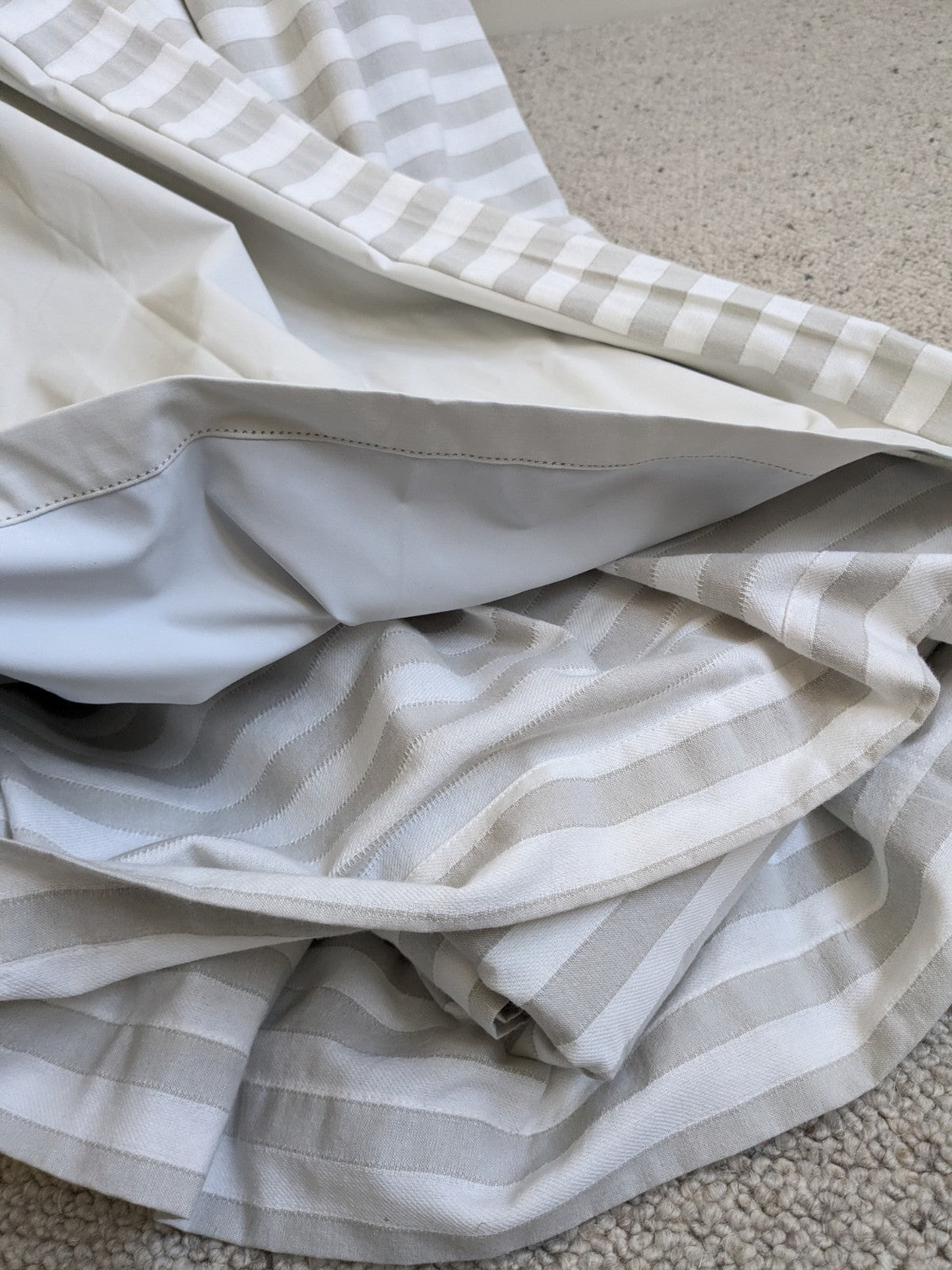 Laura Ashley Curtains W168 x L183 cm Beige Striped Blackout Lining Eyelet