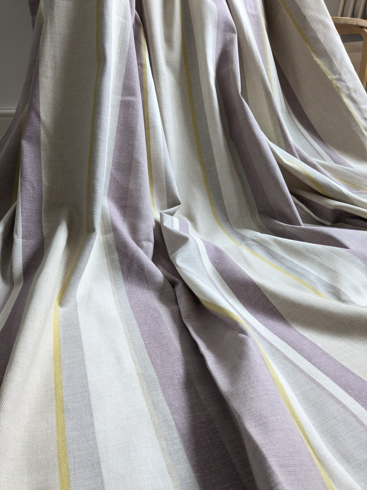 Laura Ashley Curtains D88 x W84 in Lilac Purple Striped Lined Pencil Pleat