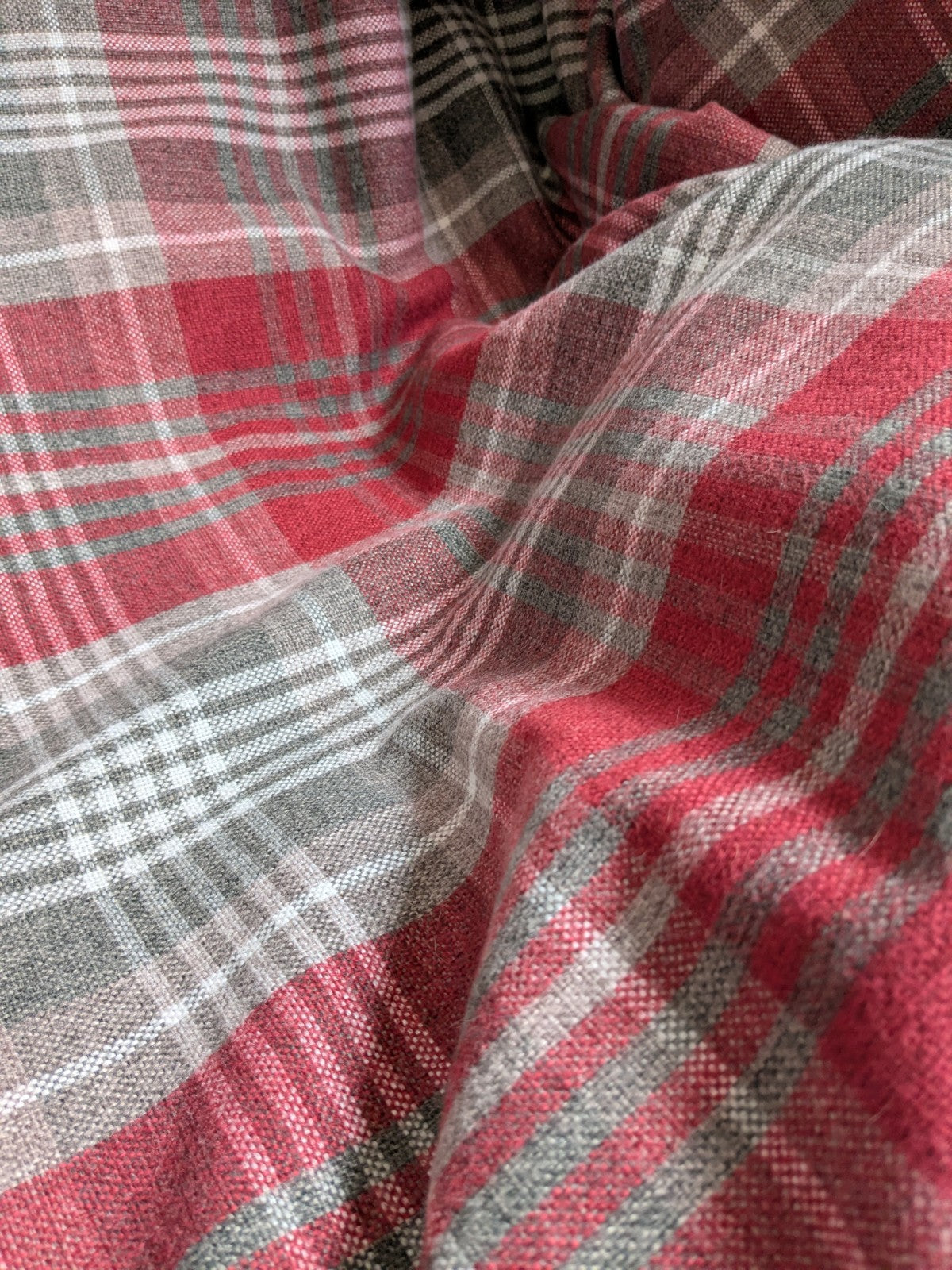 NEXT Thick Red Tartan Blackout Door Curtain L84 x W66 in Fleece Warm Rod Pocket