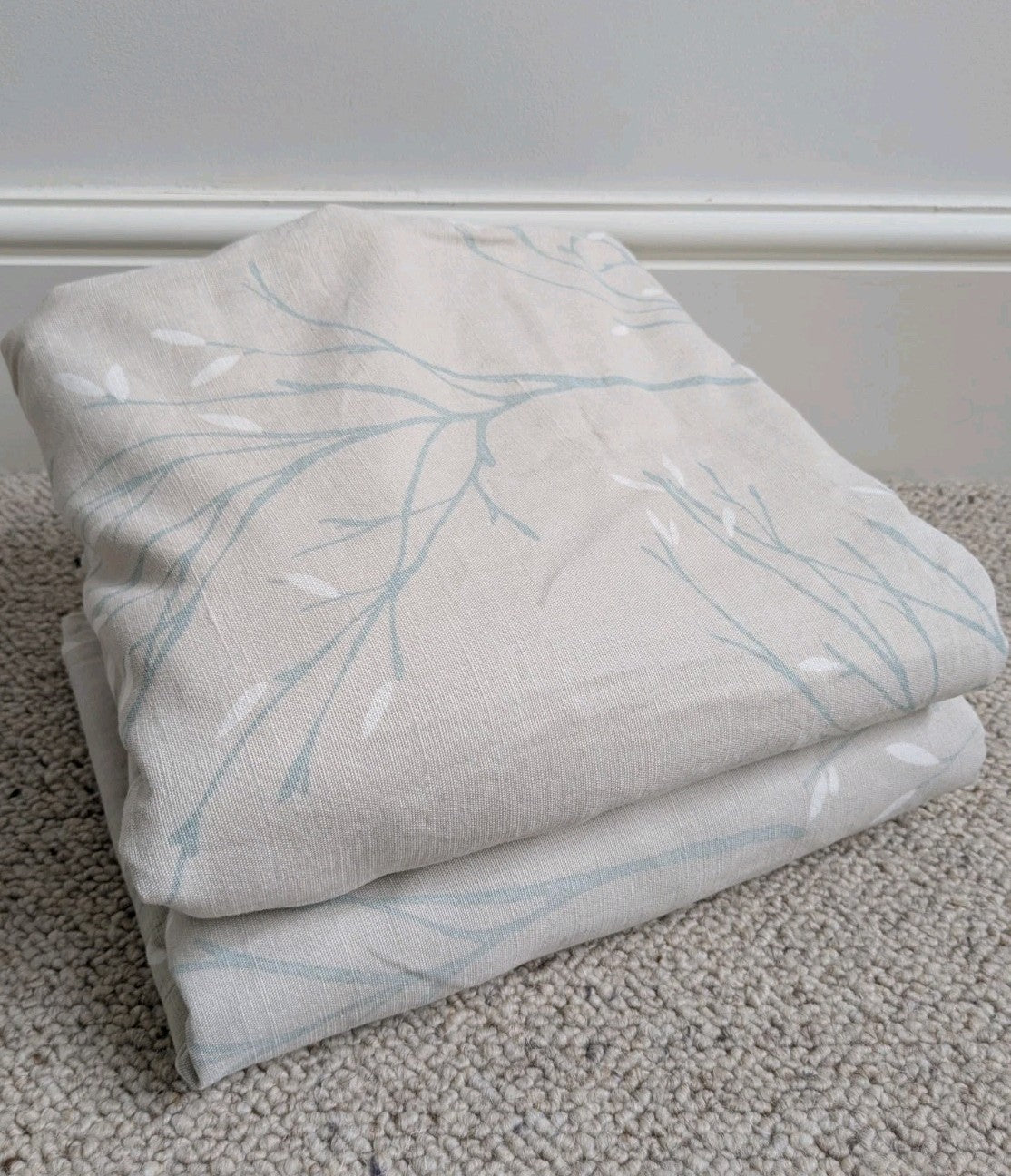 Laura Ashley Pussy Willow Lined Eyelet Curtains Beige MTM Extra Wide 82 x L46in