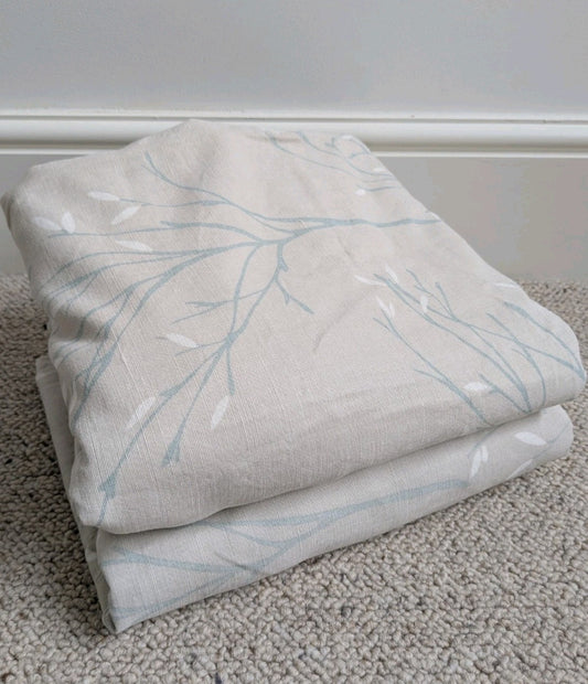 Laura Ashley Pussy Willow Lined Eyelet Curtains Beige MTM Extra Wide 82 x L46in