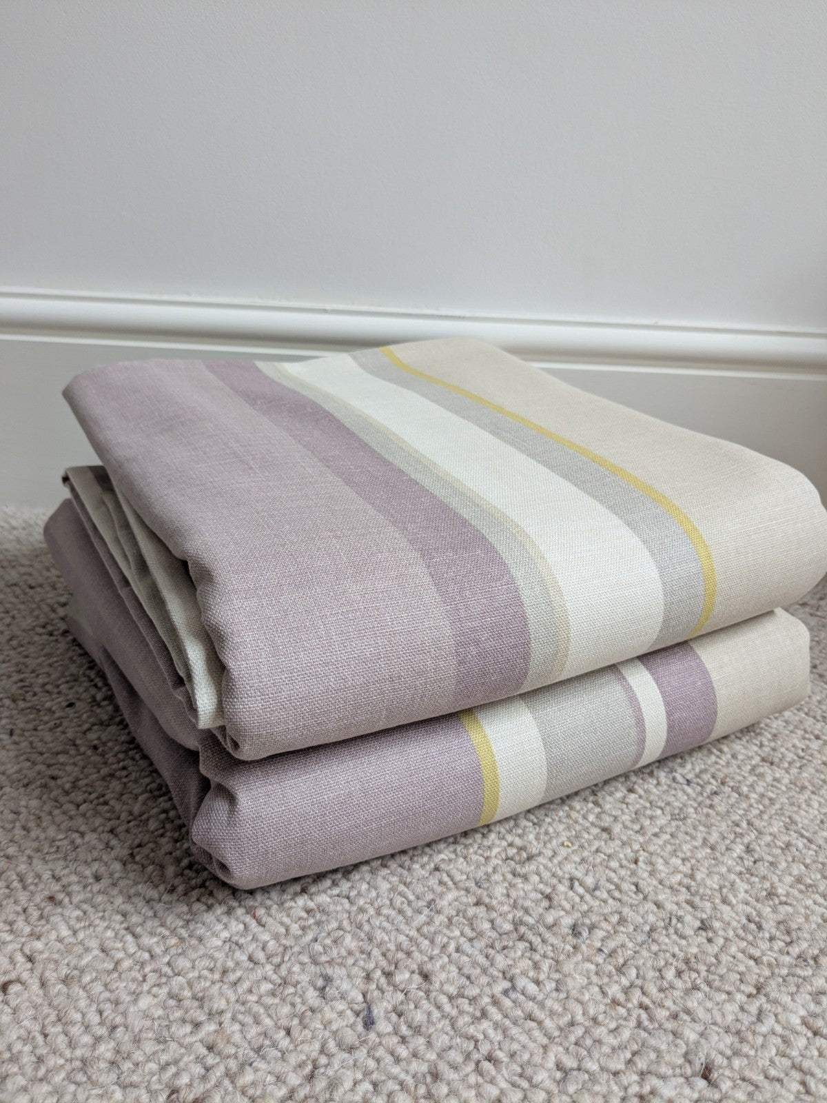 Laura Ashley Curtains D88 x W84 in Lilac Purple Striped Lined Pencil Pleat