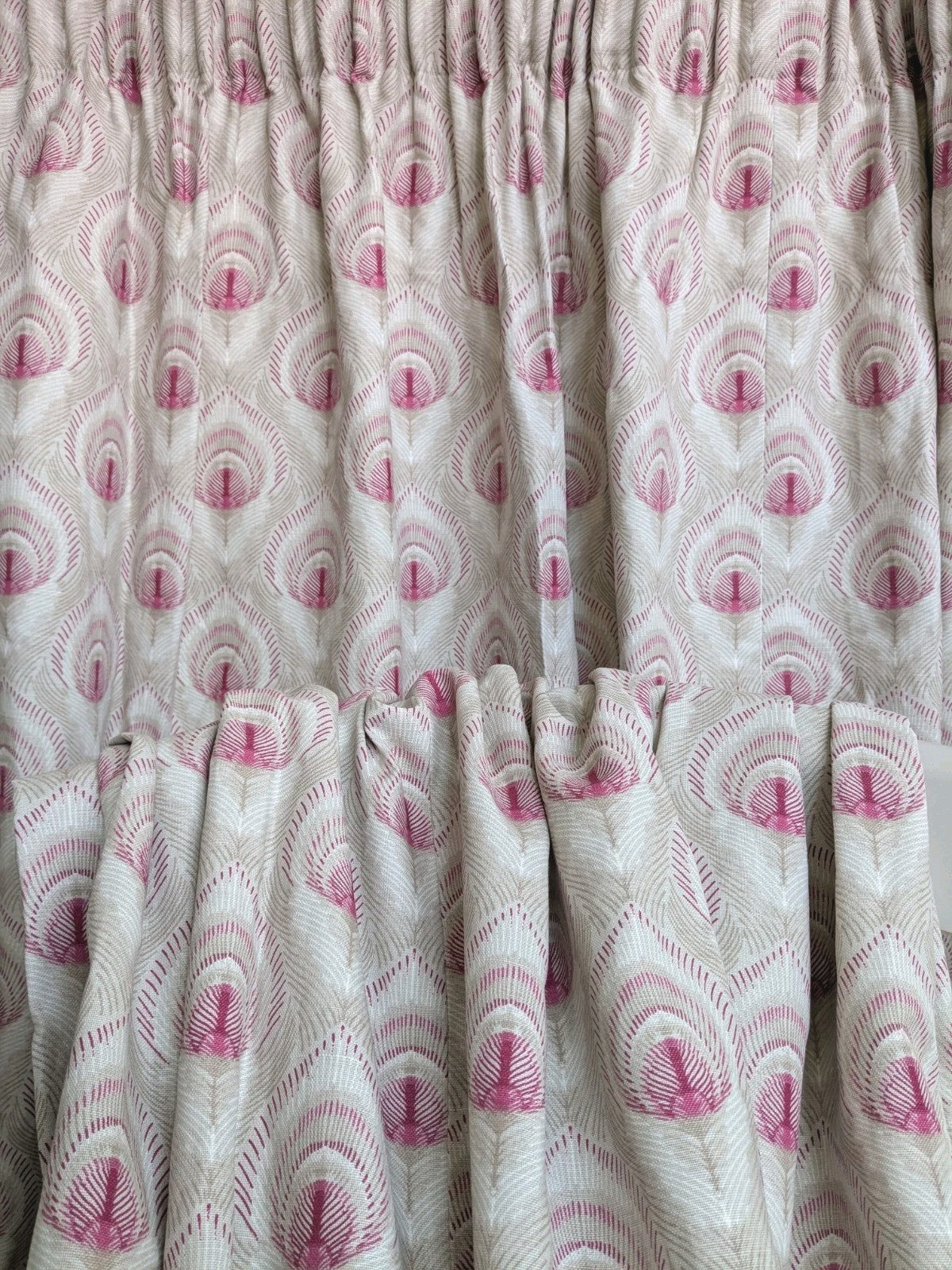 Laura Ashley Montague Ruby Lined Curtains Width 76" Drop 78" each Beige Pink