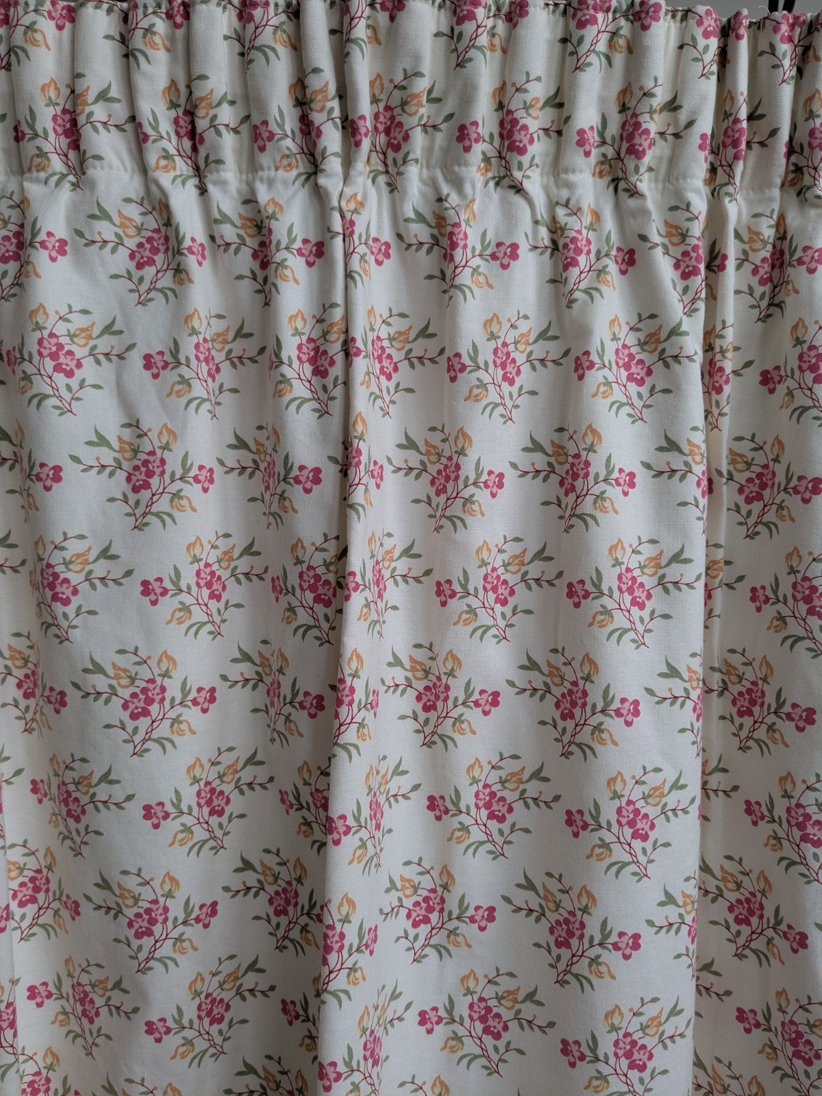 Vintage Laura Ashley Floral Curtains 1990 Off-white Pink Orange W43 x L49" 