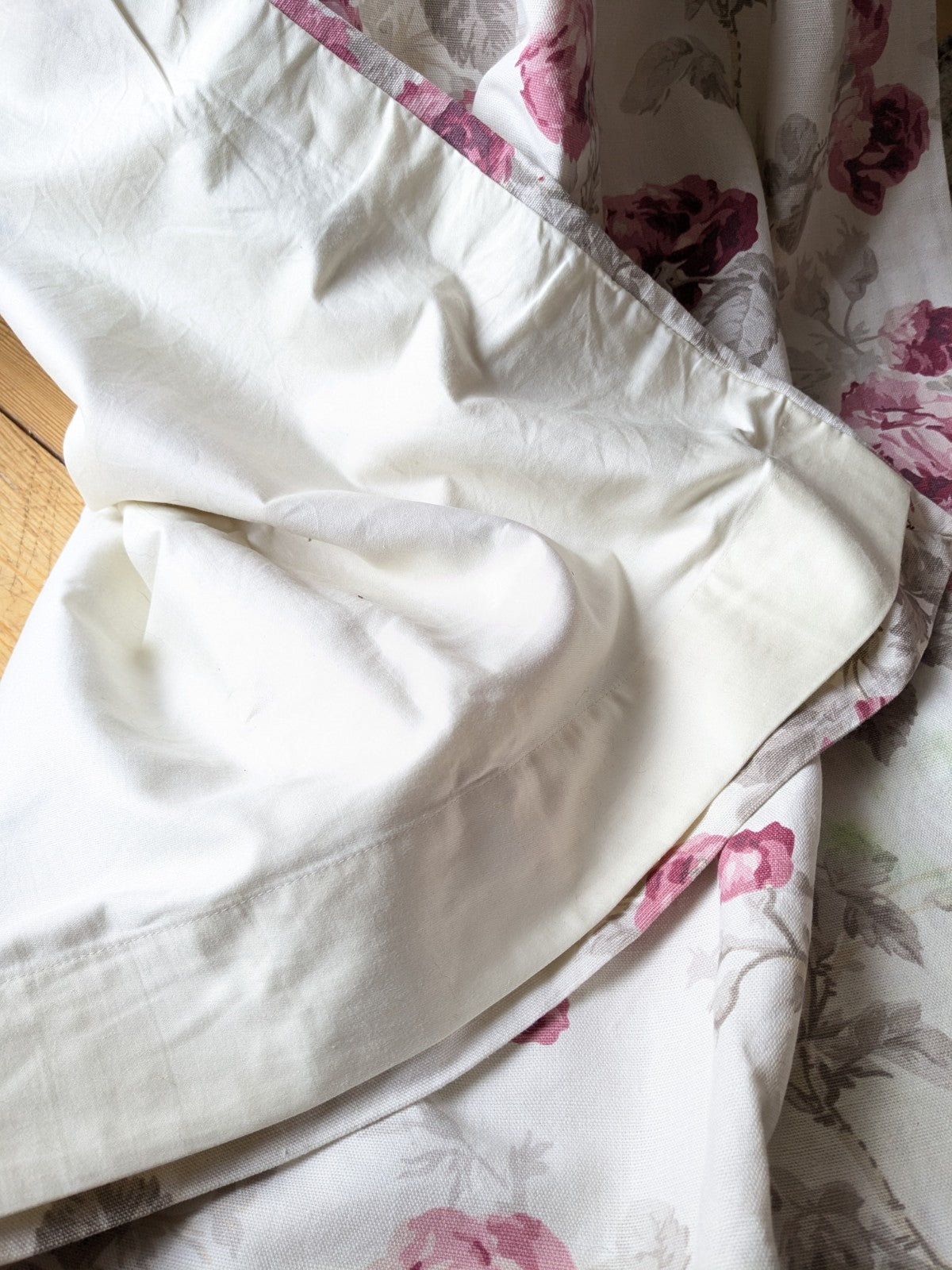 Laura Ashley Door Curtain W50 x L81 inches Rose Cassis Floral Lined Roses