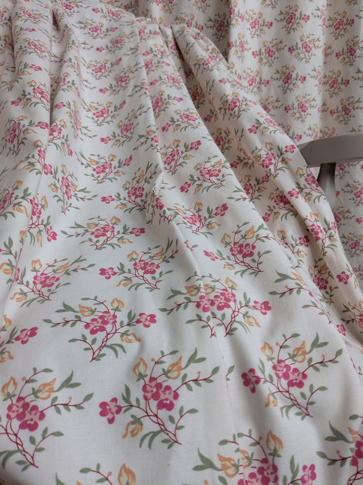 Vintage Laura Ashley Floral Curtains 1990 Off-white Pink Orange W43 x L49" 