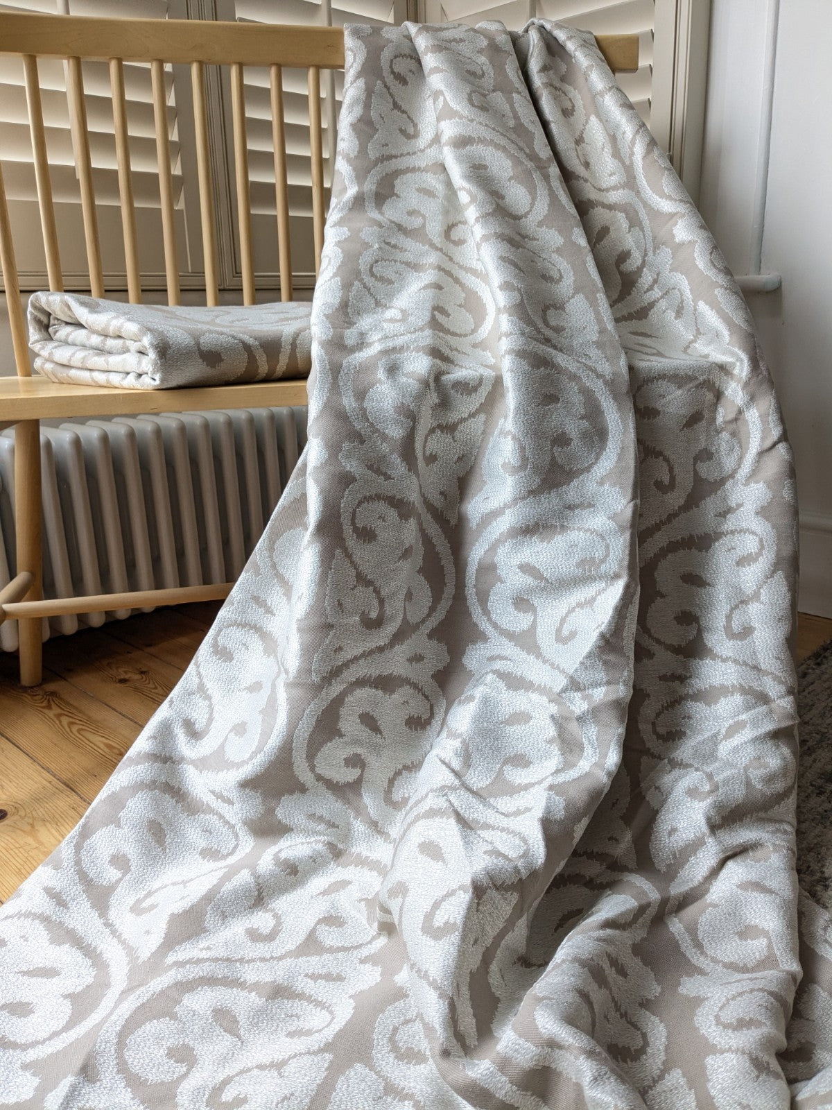 Dunelm Curtains W117 x D228 cm Beige Jacquard Lined Eyelet Long 