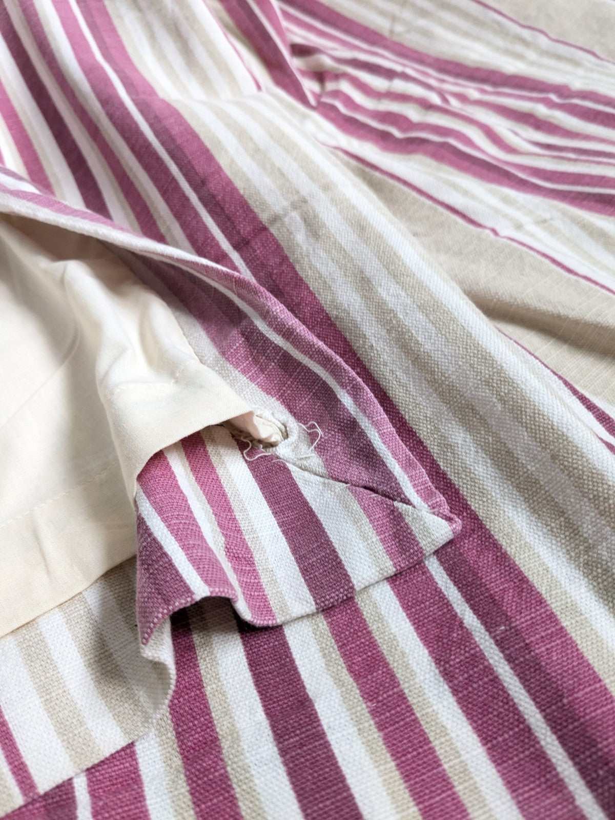 Laura Ashley Curtains W86 x L75 in Beige Pink Striped Lined Pencil Pleat READ D.