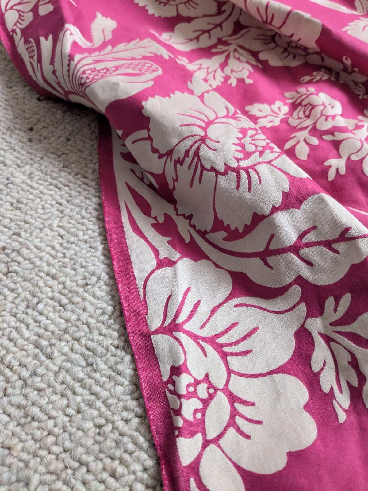 Laura Ashley Candy Pink Tatton Single Door Curtain W137 x L200 cm Unlined Pencil