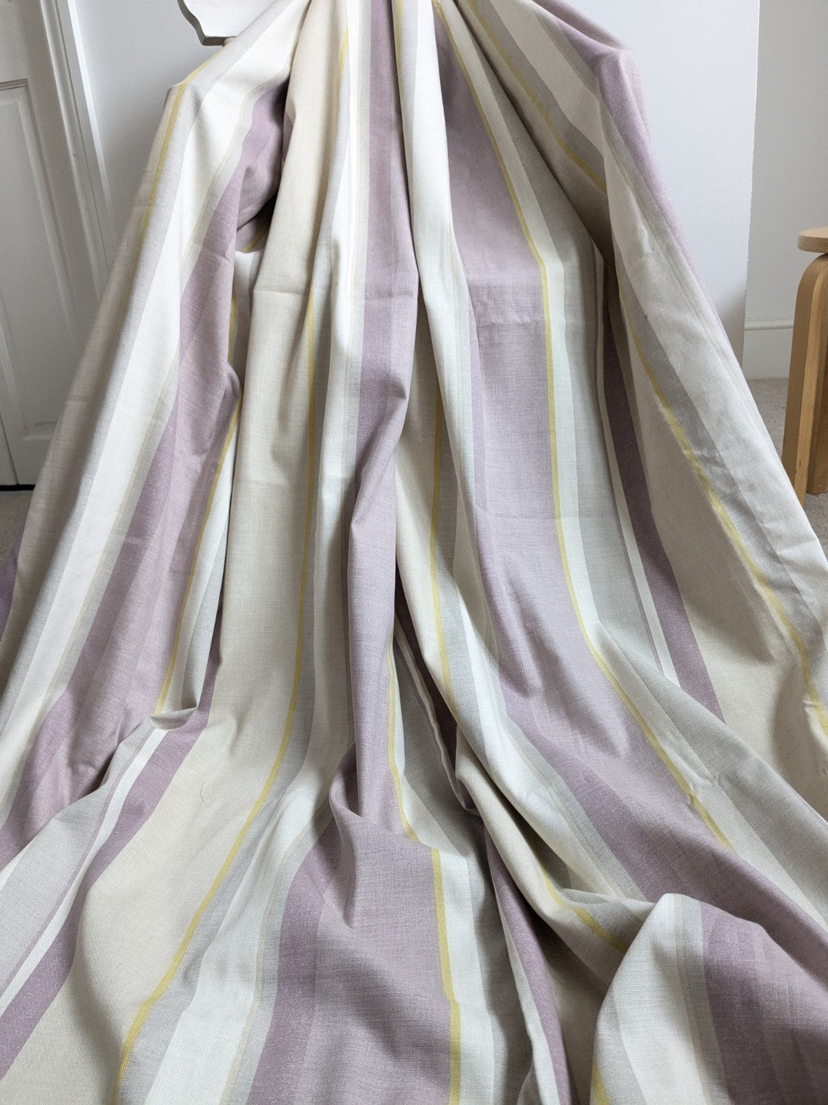Laura Ashley Curtains D88 x W84 in Lilac Purple Striped Lined Pencil Pleat