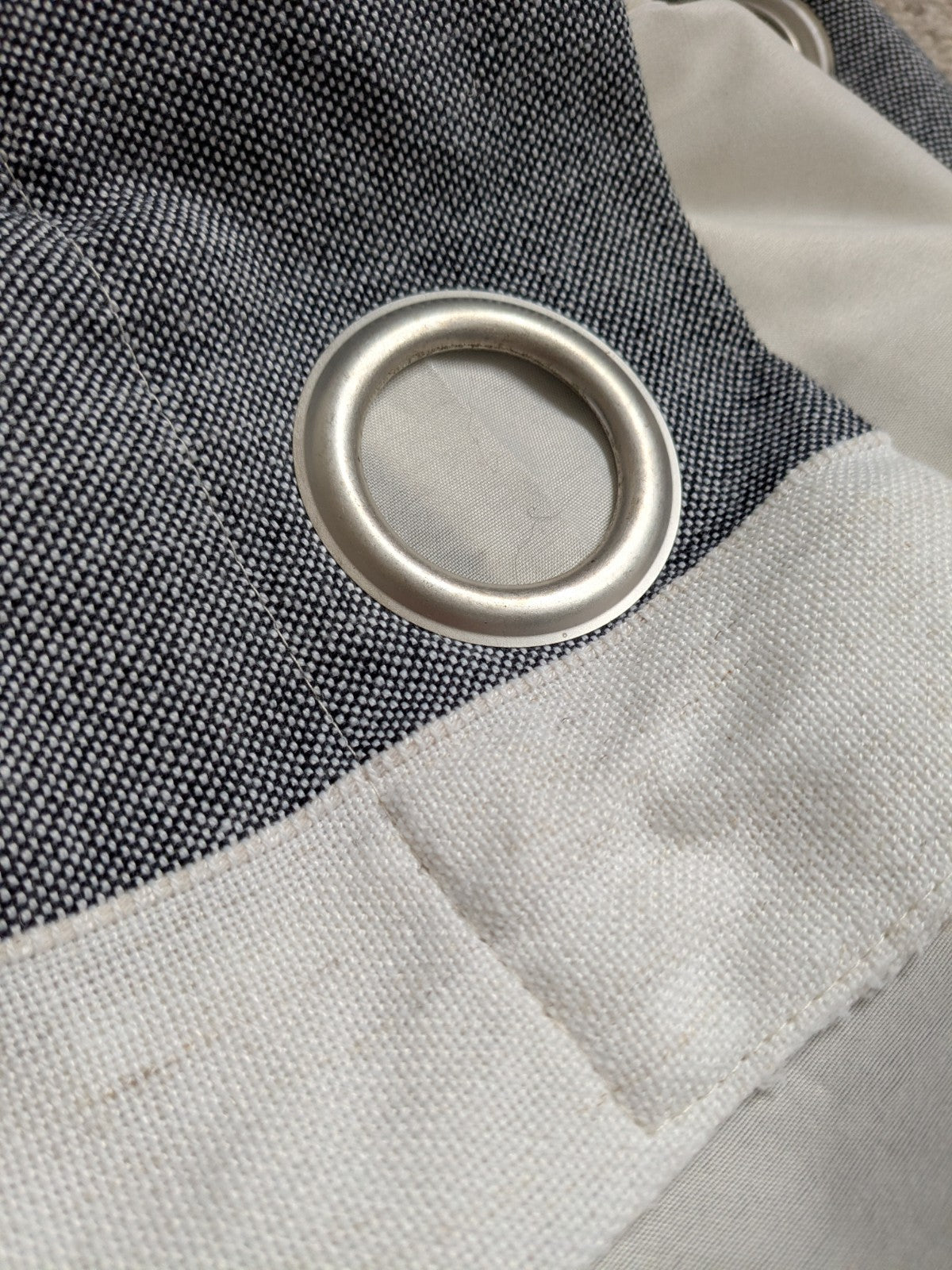 Linen Blend Curtains W168 x L182 cm Blue Off-white Wide Stripes Eyelet Nautical