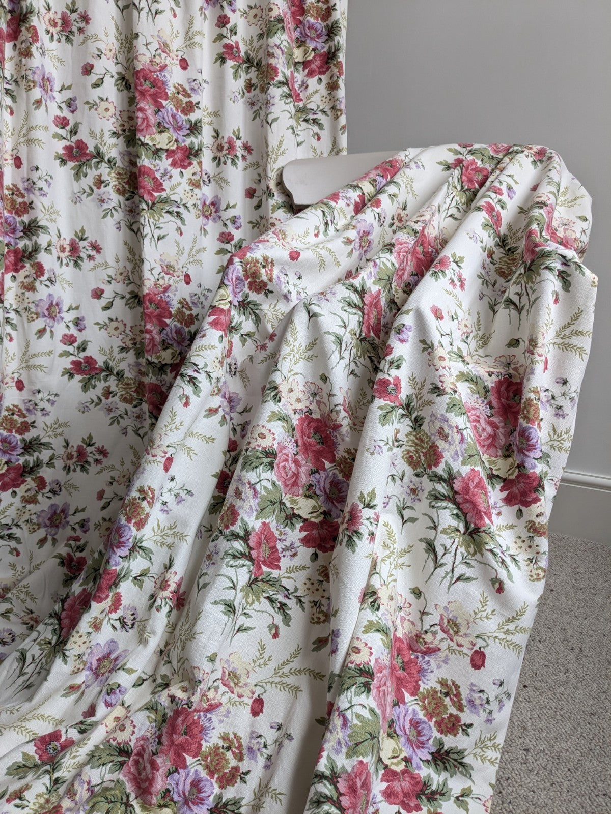 Laura Ashley Pencil Pleat Curtains Arundel Rose Floral D81 x W51 in Lined Long